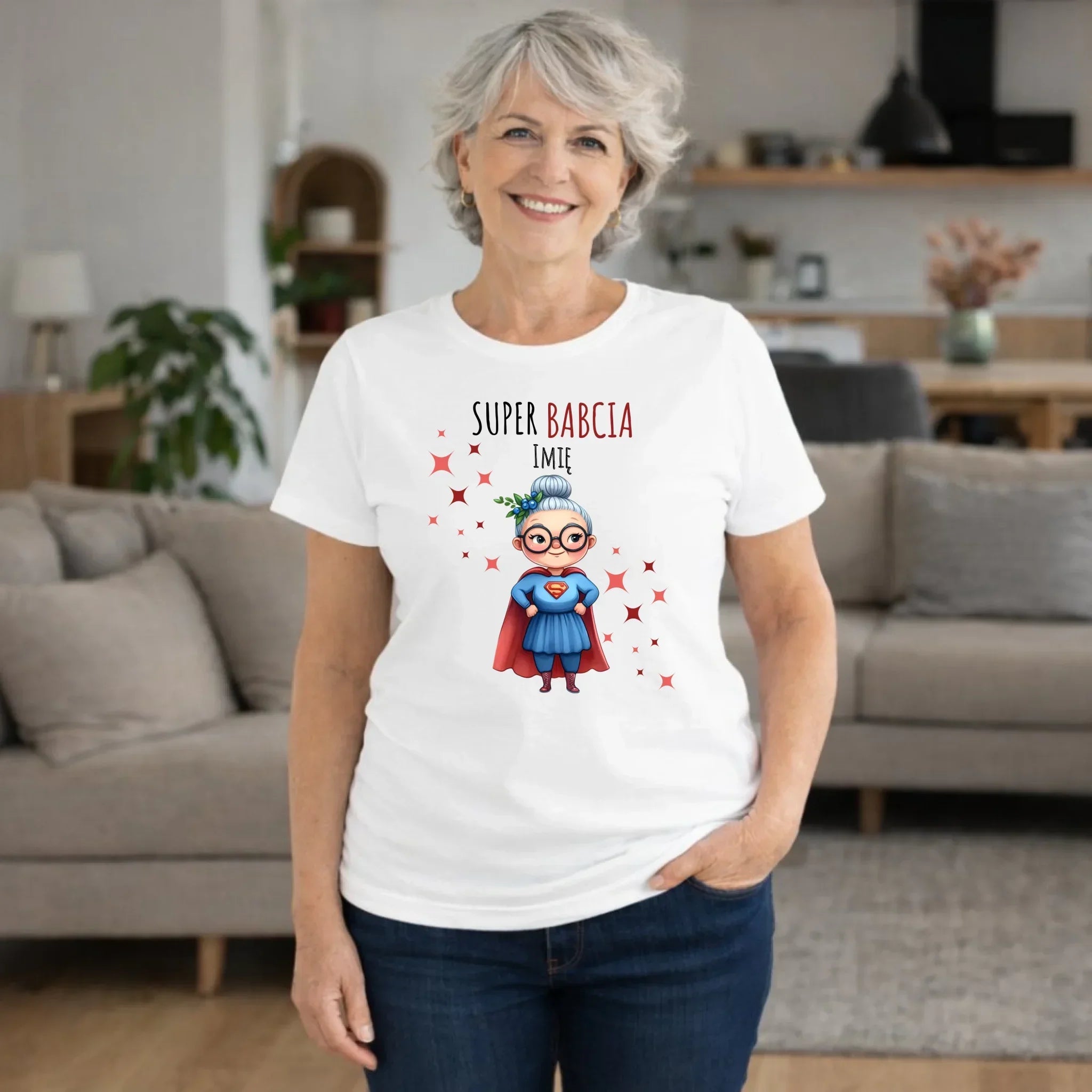 Koszulka dla babci - Super Babcia - personalizowana B02 - StoryCups.pl