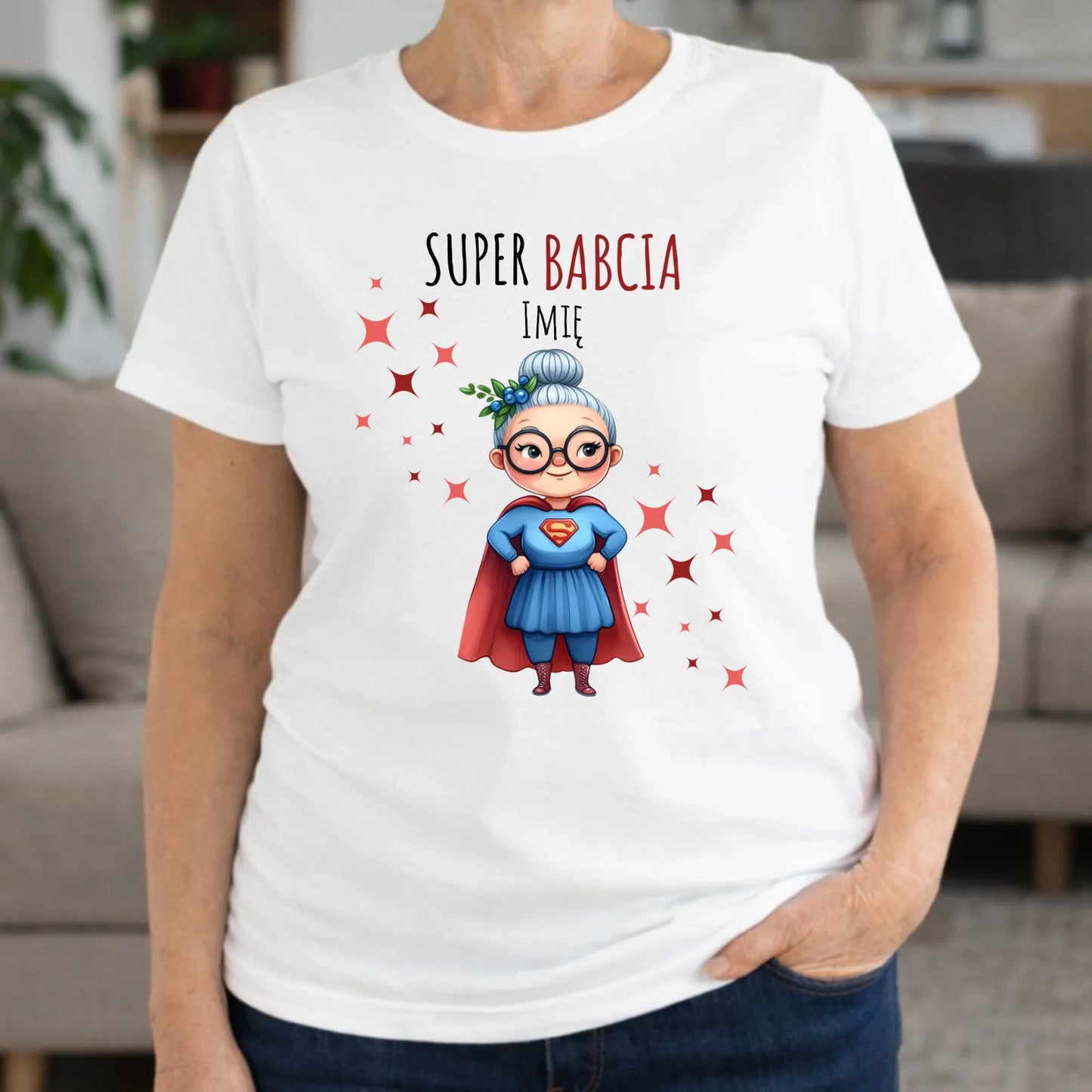 Koszulka dla babci - Super Babcia - personalizowana B02 - StoryCups.pl