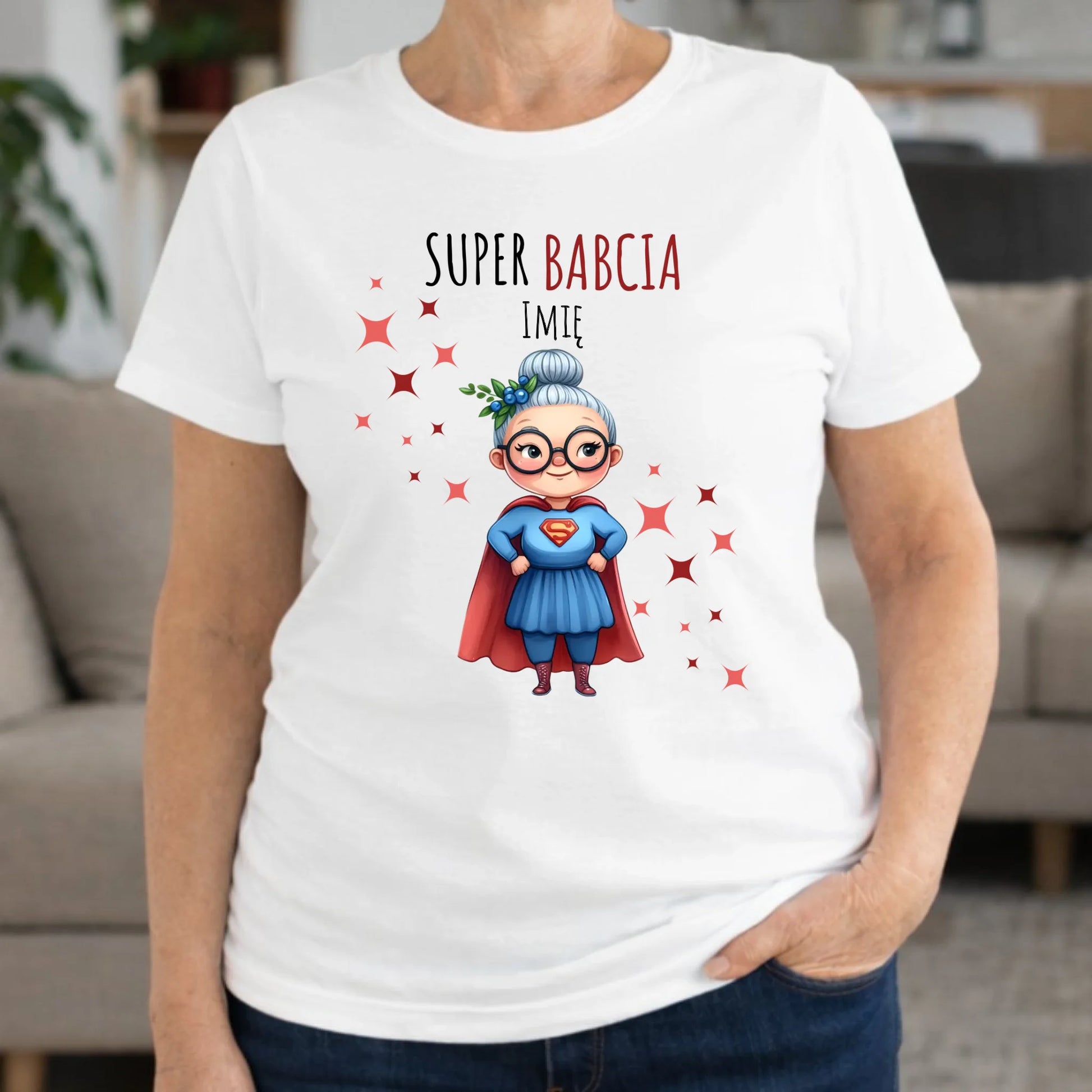 Koszulka dla babci - Super Babcia - personalizowana B02 - StoryCups.pl