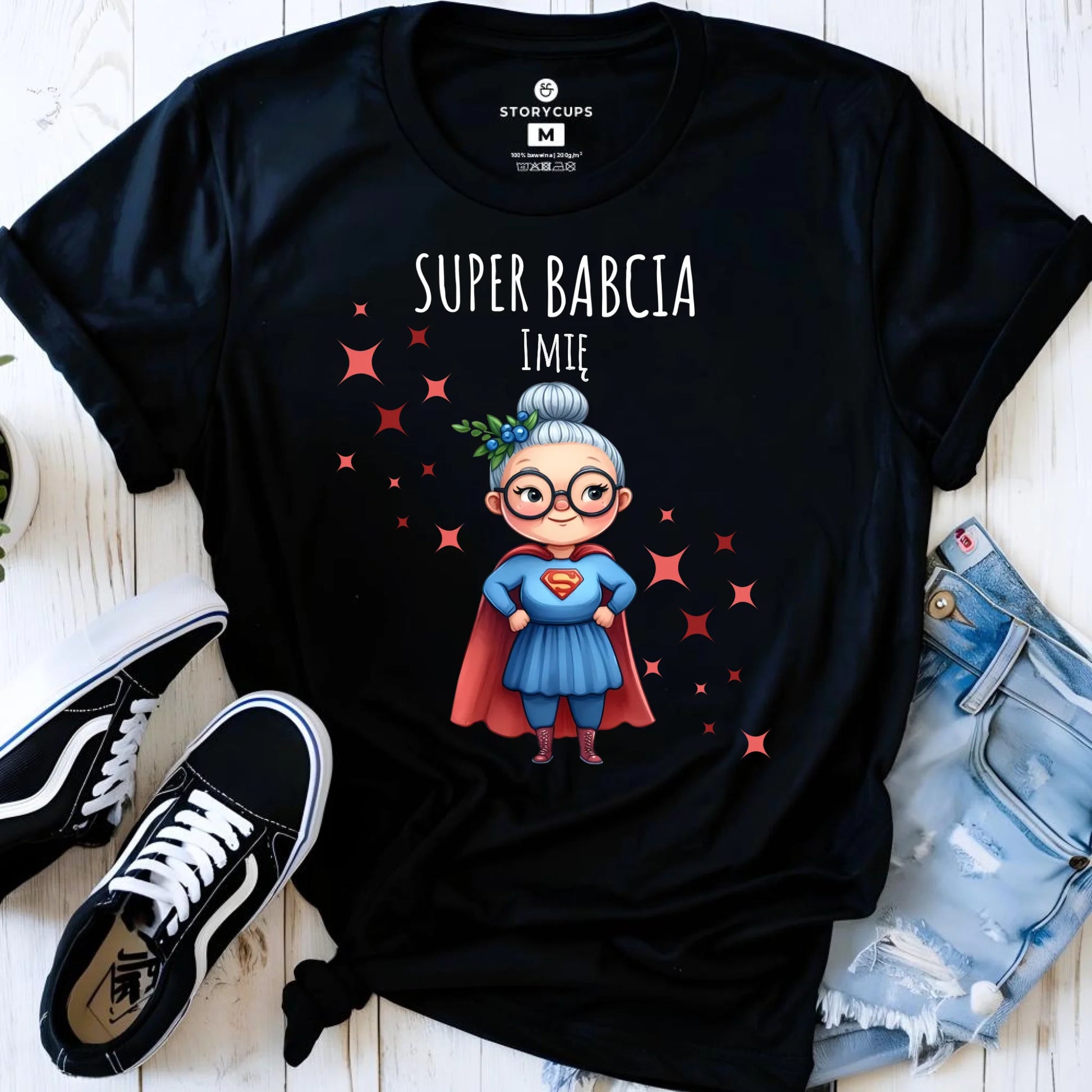 Koszulka dla babci - Super Babcia - personalizowana B02 - StoryCups.pl