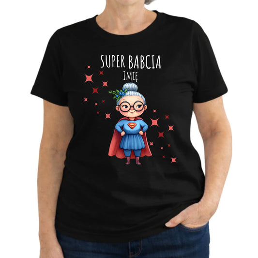 Koszulka dla babci - Super Babcia - personalizowana B02 - StoryCups.pl