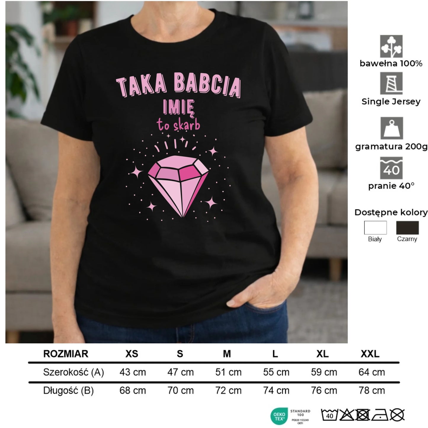 Koszulka dla babci - Taka Babcia to skarb - personalizowana B06 - StoryCups.pl