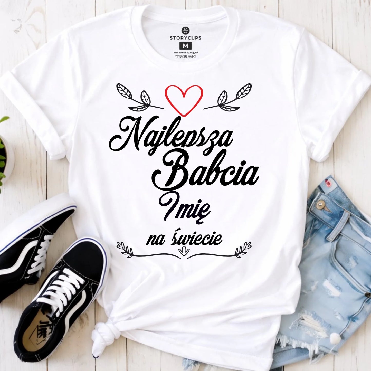 Koszulka dla babci - Najlepsza Babcia na Świecie - personalizowana B12 - StoryCups.pl