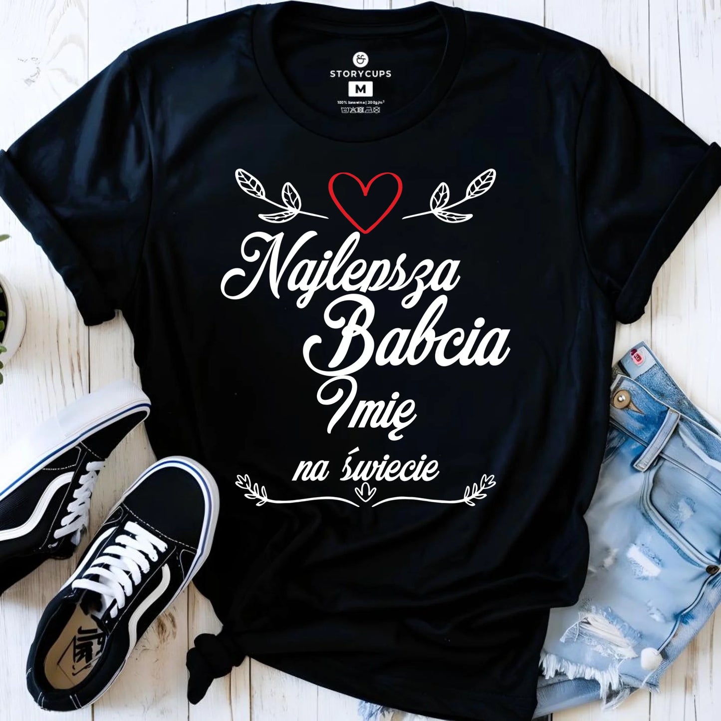 Koszulka dla babci - Najlepsza Babcia na Świecie - personalizowana B12 - StoryCups.pl