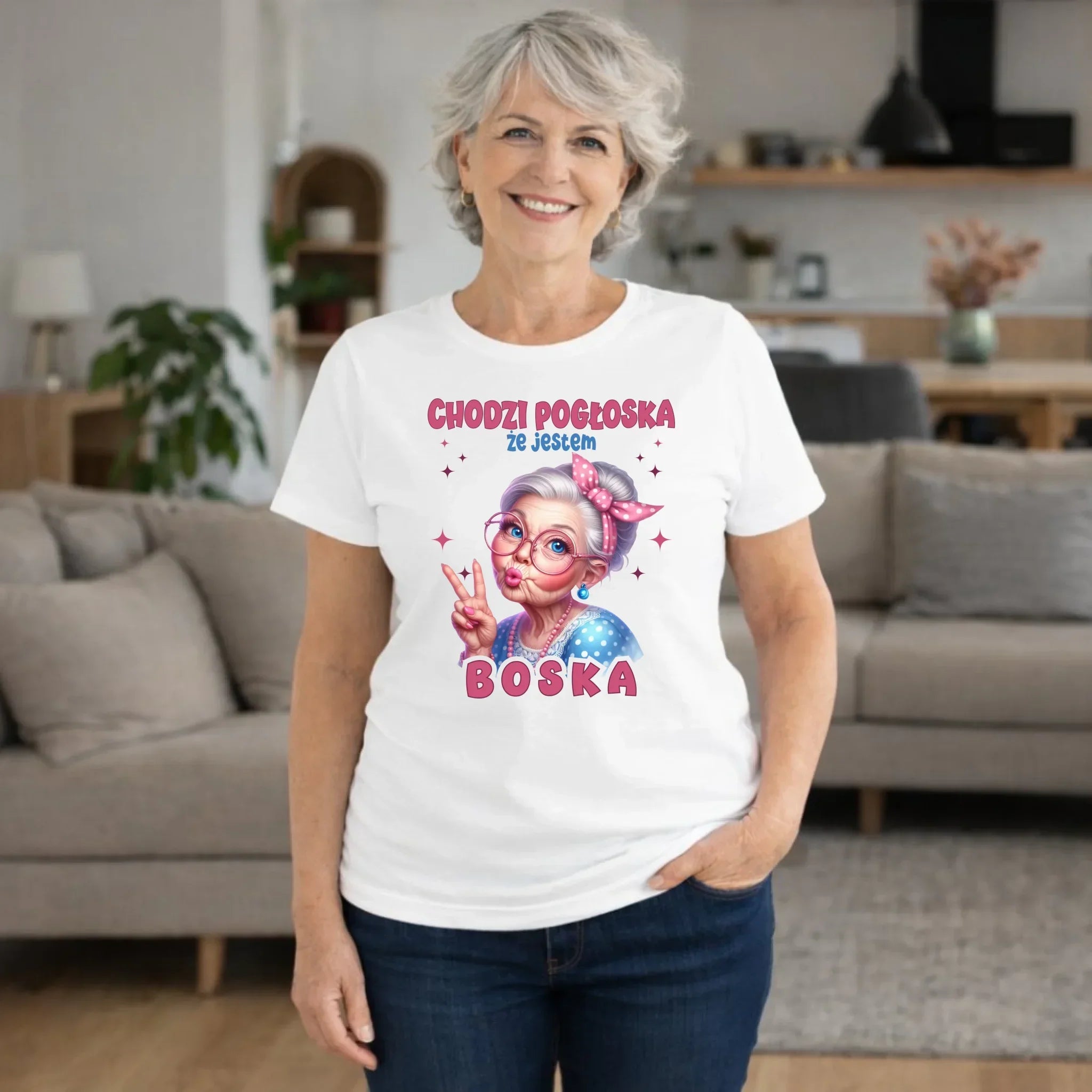Koszulka dla babci - Chodzi pogłoska, że jestem boska B16 - StoryCups.pl