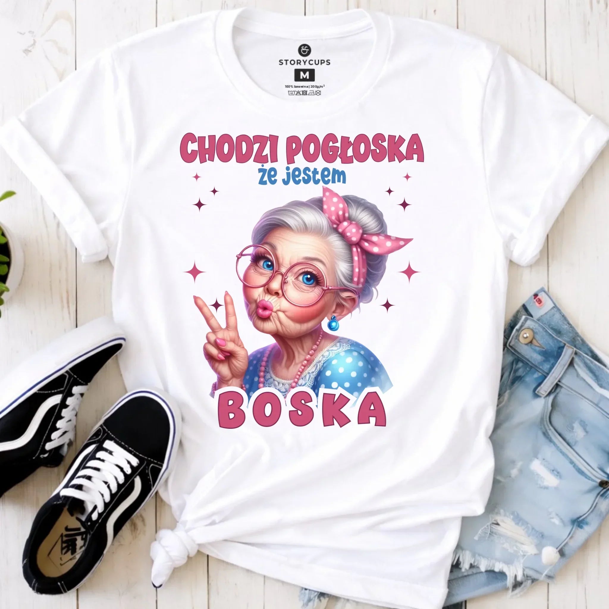 Koszulka dla babci - Chodzi pogłoska, że jestem boska B16 - StoryCups.pl