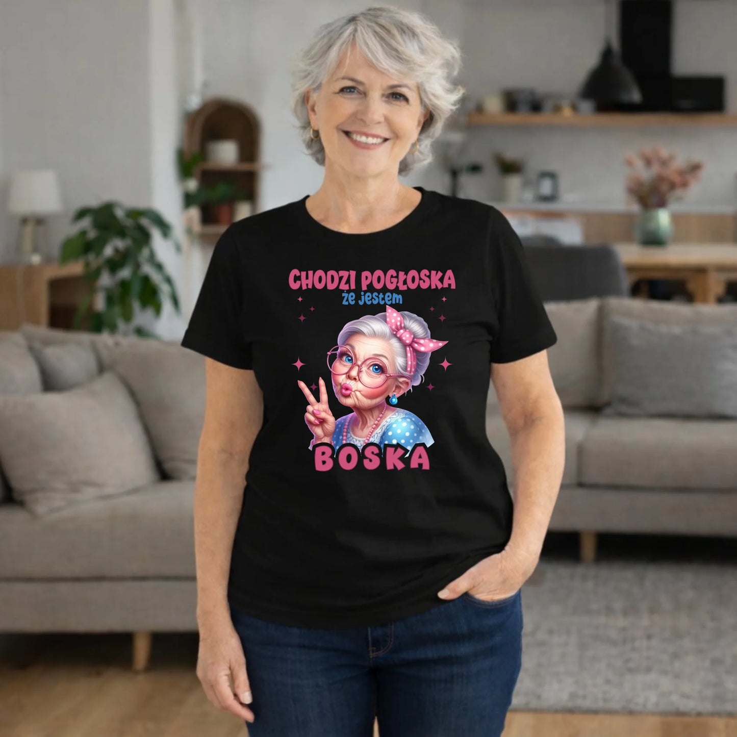 Koszulka dla babci - Chodzi pogłoska, że jestem boska B16 - StoryCups.pl