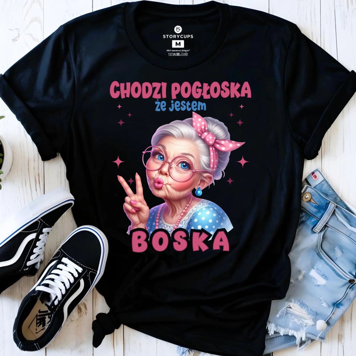 Koszulka dla babci - Chodzi pogłoska, że jestem boska B16 - StoryCups.pl