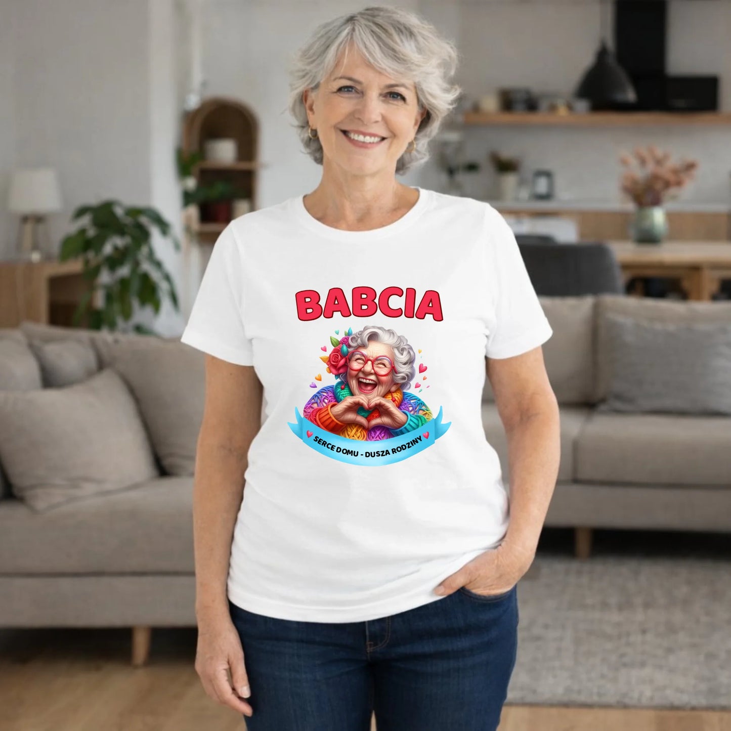 Koszulka dla babci - Babcia serce domu dusza rodziny B25 - StoryCups.pl
