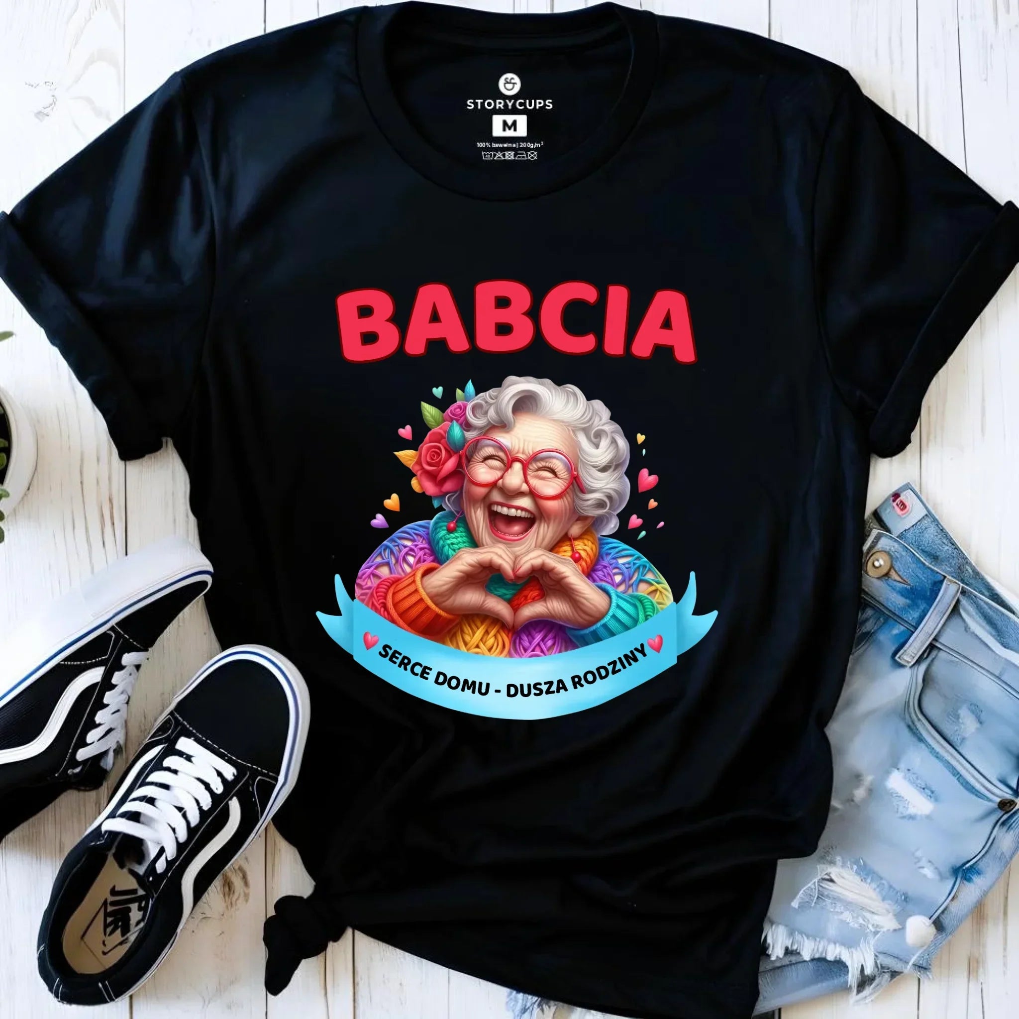 Koszulka dla babci - Babcia serce domu dusza rodziny B25 - StoryCups.pl
