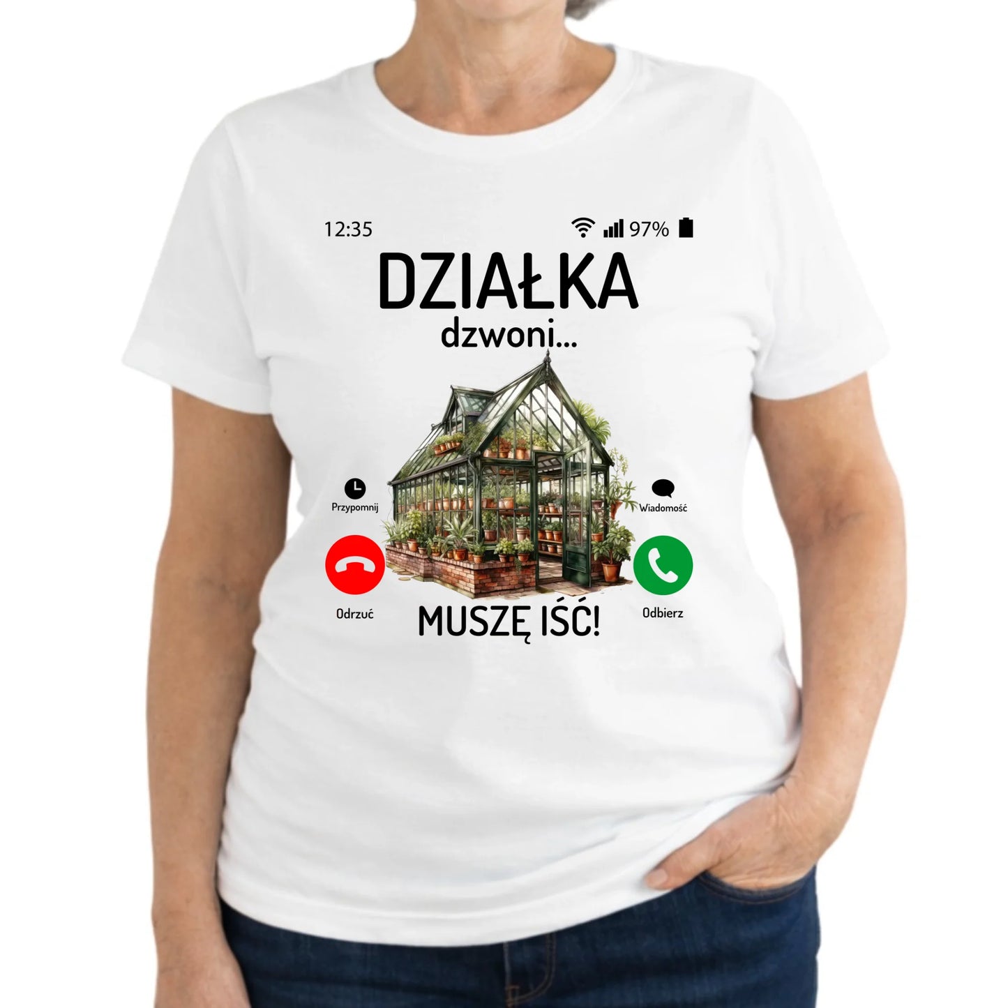 Koszulka dla babci - Działka dzwoni muszę iść B41 - StoryCups.pl