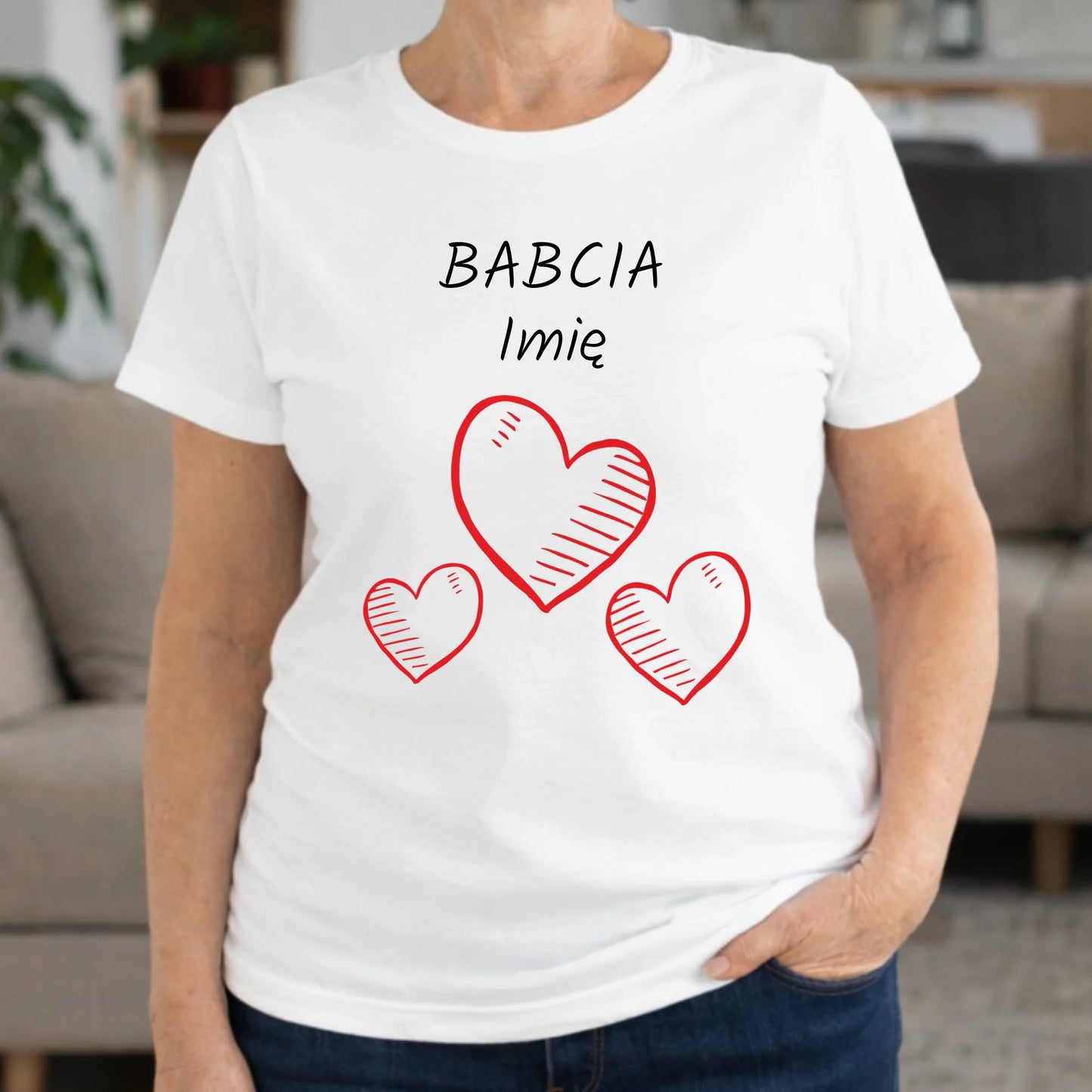 Koszulka dla babci - Serca - personalizowana B01 - StoryCups.pl