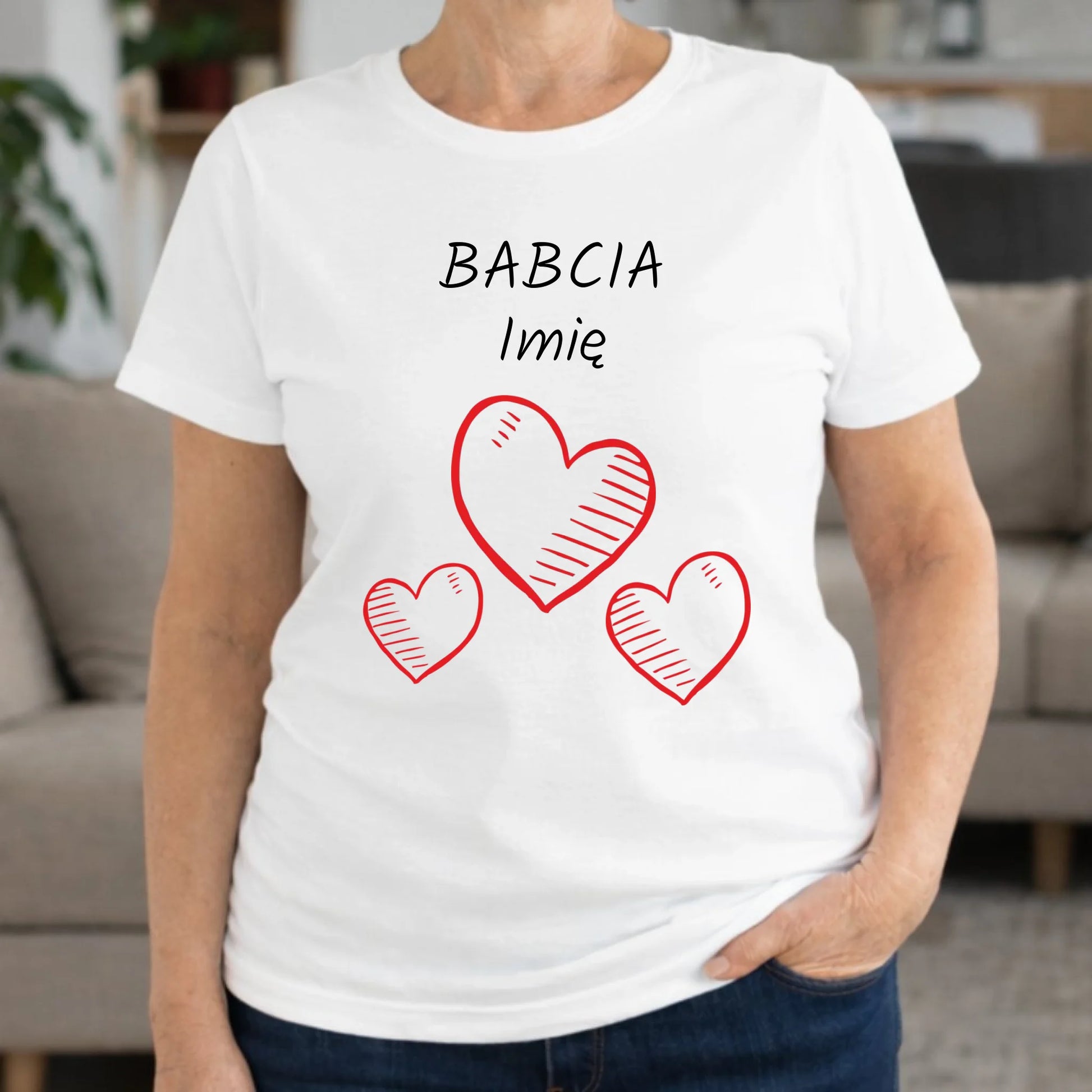 Koszulka dla babci - Serca - personalizowana B01 - StoryCups.pl