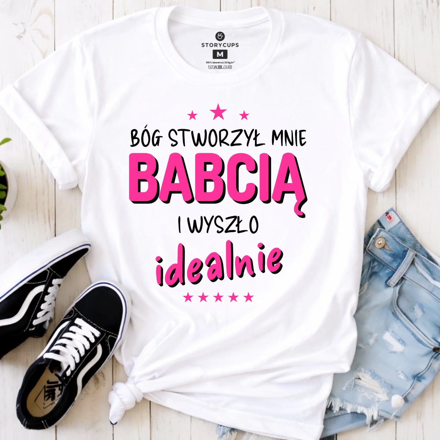 Koszulka dla babci - Bóg stworzył mnie babcią i wyszło idealnie B08 - StoryCups.pl