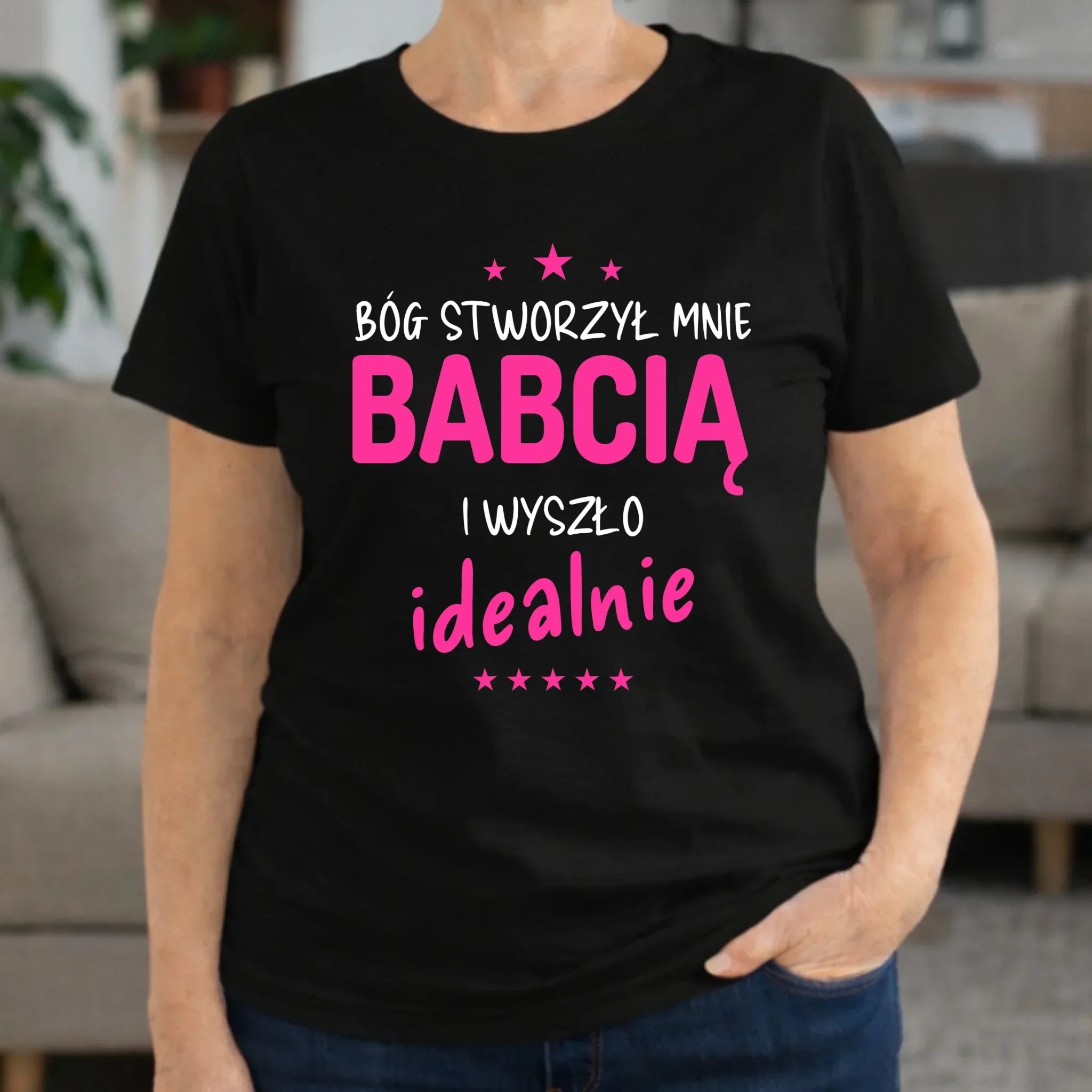 Koszulka dla babci - Bóg stworzył mnie babcią i wyszło idealnie B08 - StoryCups.pl