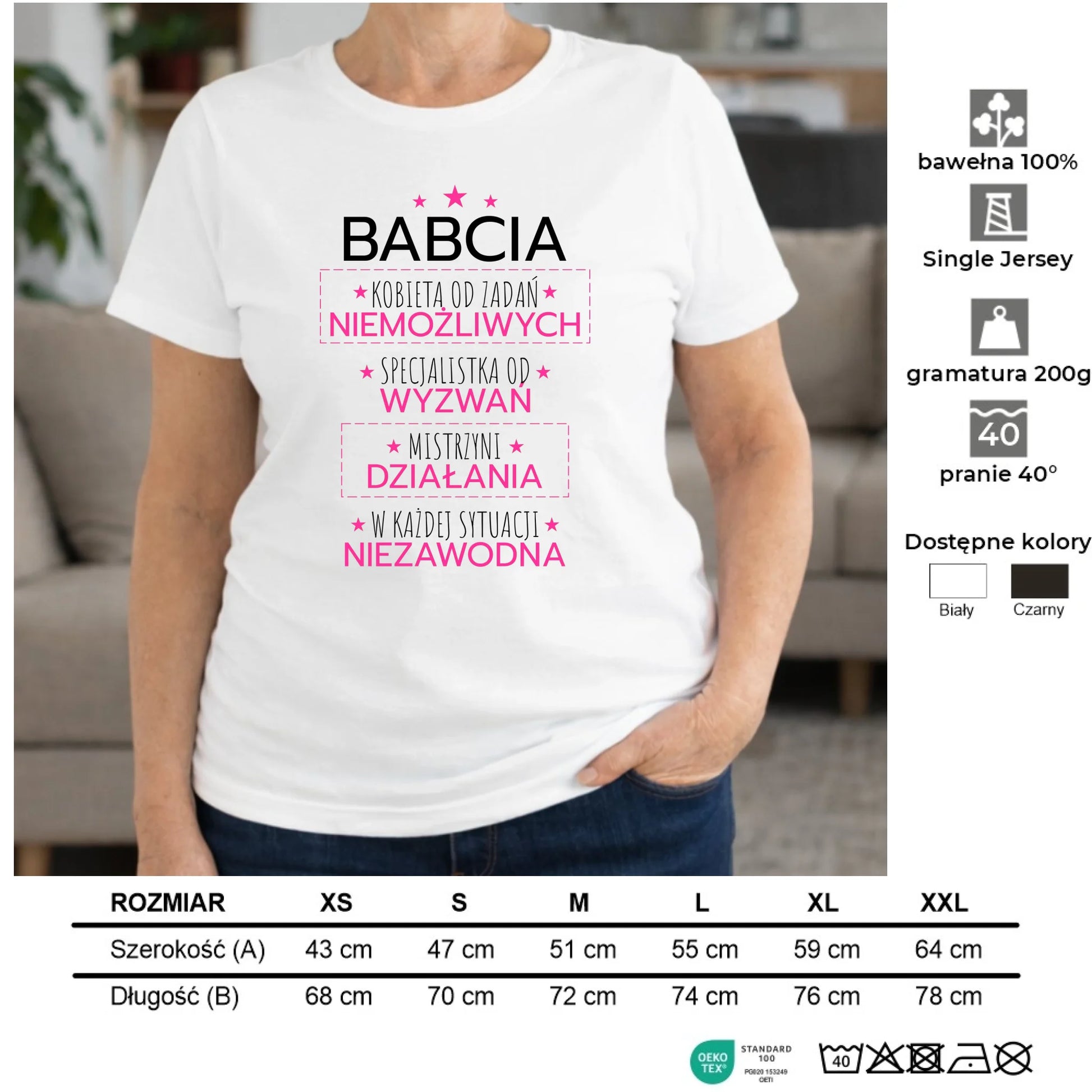 Koszulka dla babci - Babcia kobieta od zadań niemożliwych B30 - StoryCups.pl