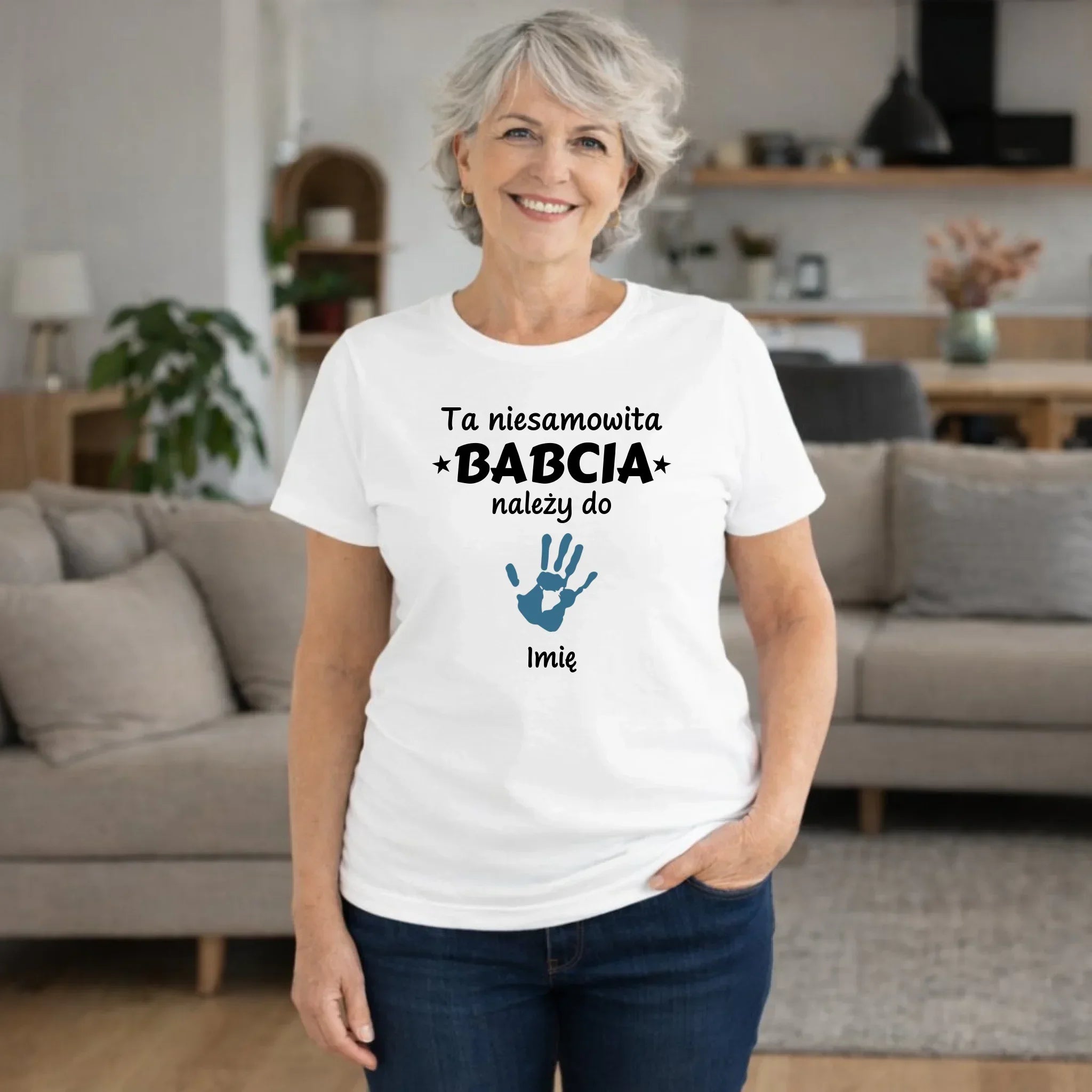 Koszulka dla babci - Babcia należy do wnuków 1–6 imion – personalizowana B33 - StoryCups.pl