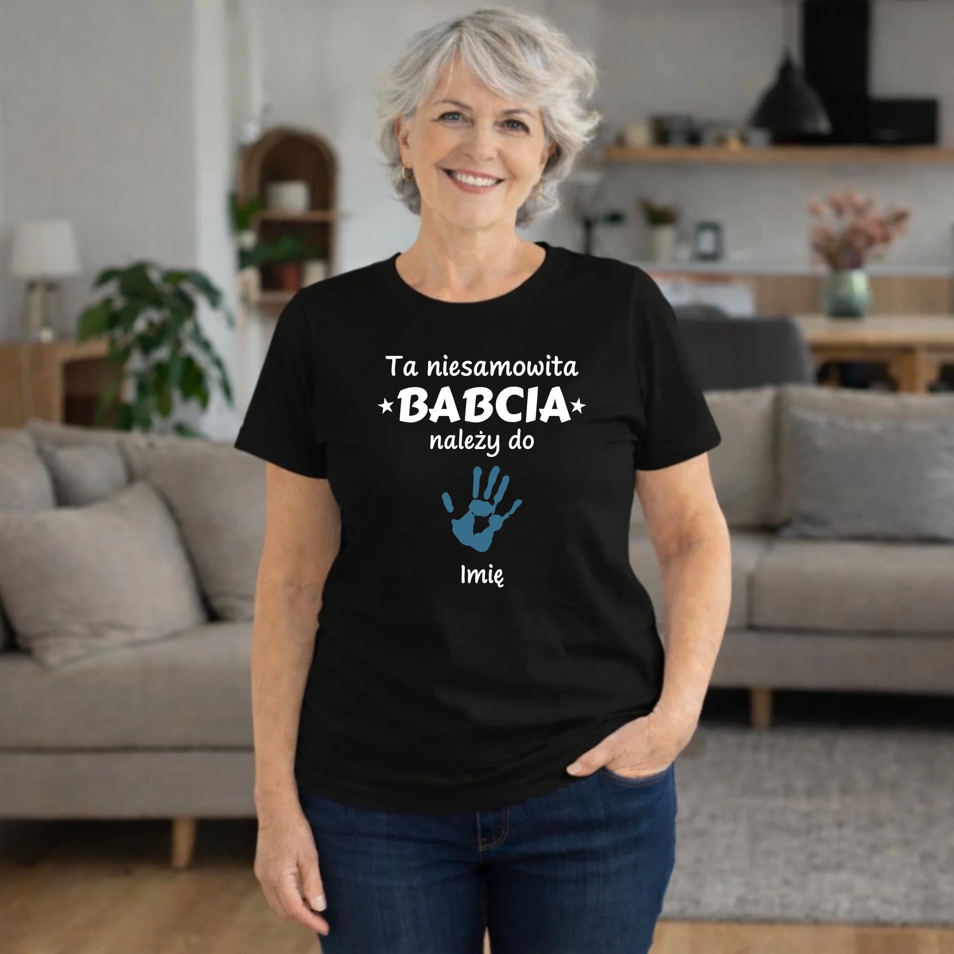 Koszulka dla babci - Babcia należy do wnuków 1–6 imion – personalizowana B33 - StoryCups.pl