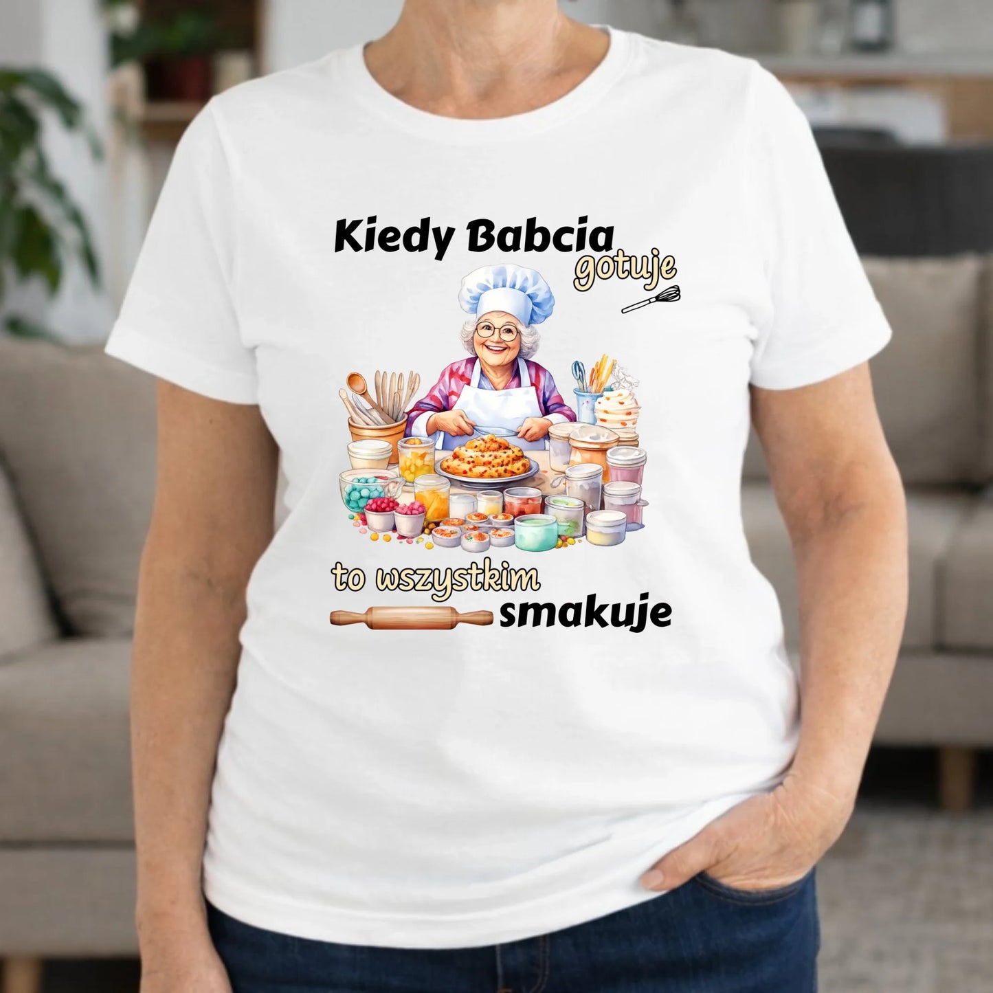 Koszulka dla babci - Kiedy babcia gotuje to wszystkim smakuje B34 - StoryCups.pl