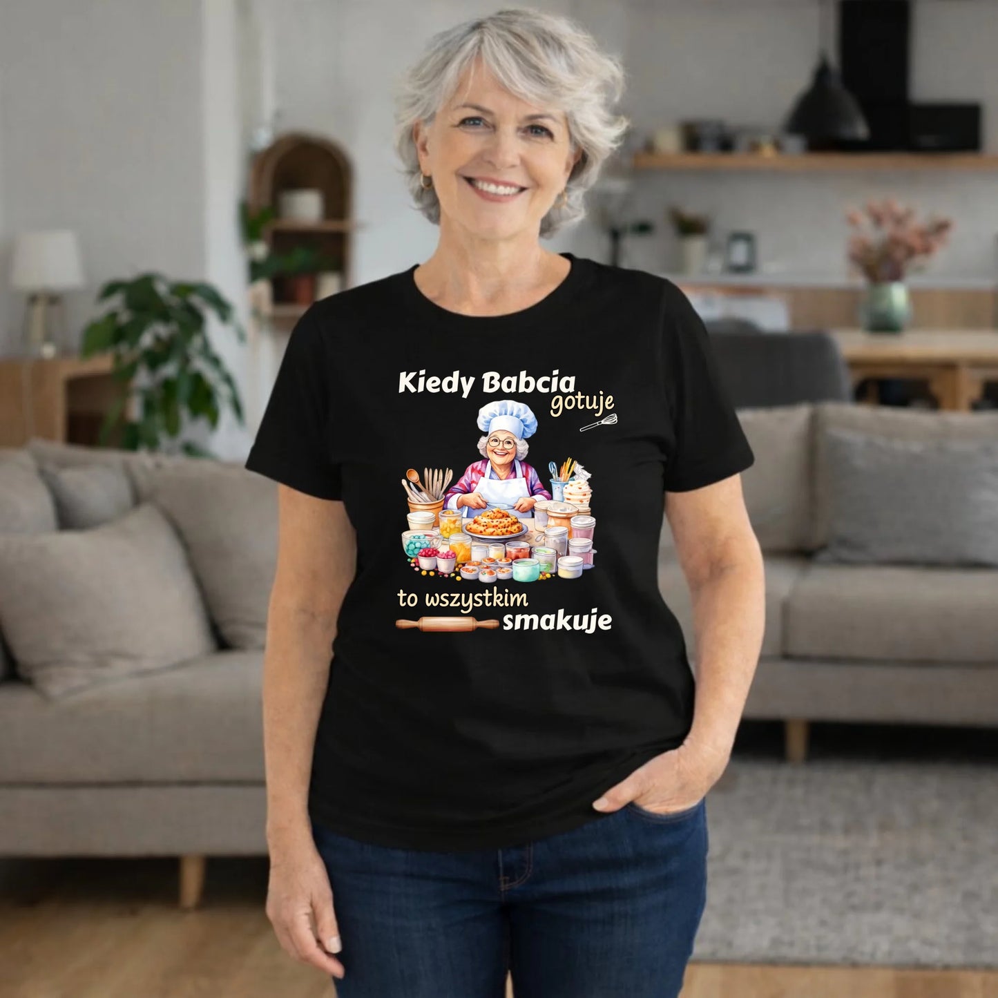 Koszulka dla babci - Kiedy babcia gotuje to wszystkim smakuje B34 - StoryCups.pl