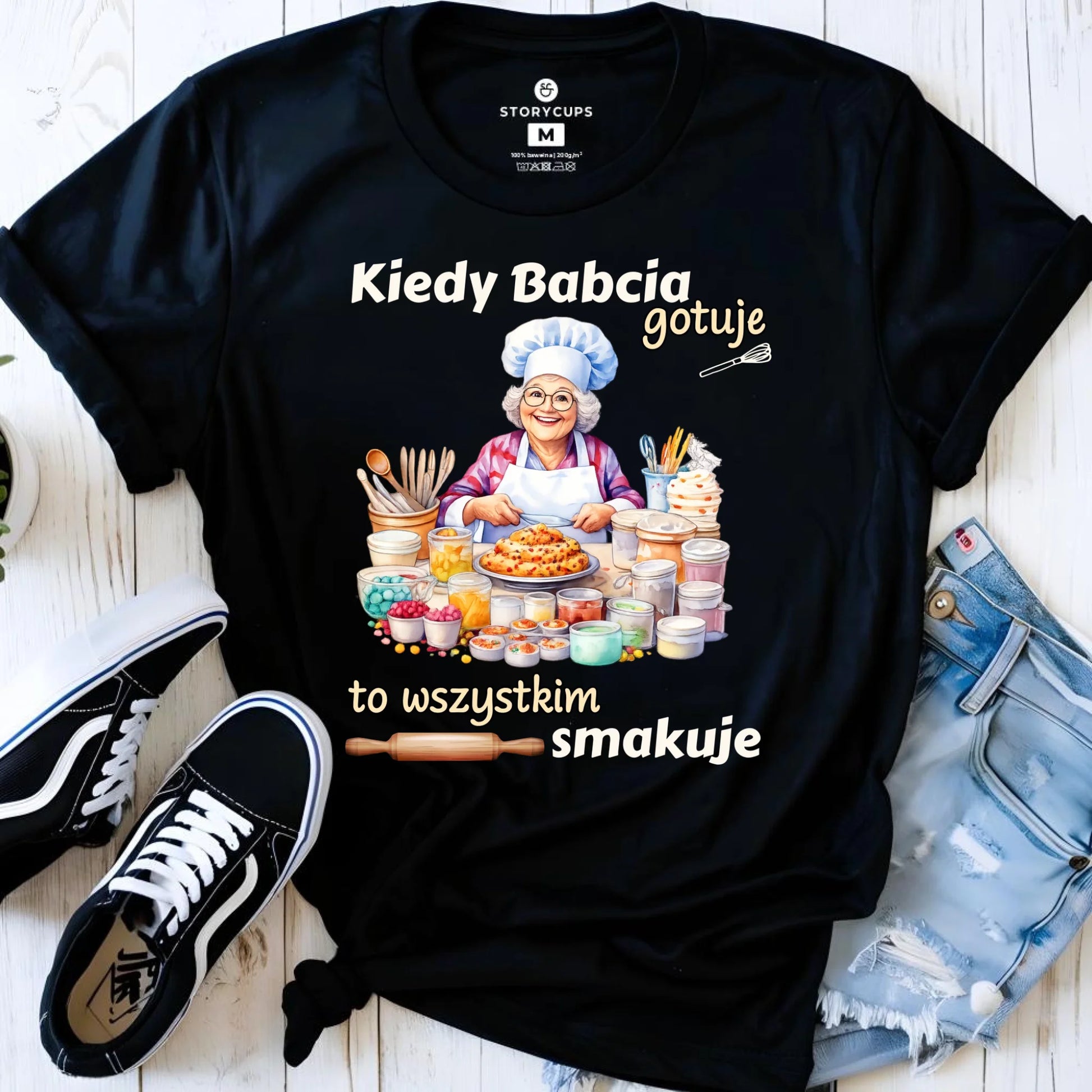 Koszulka dla babci - Kiedy babcia gotuje to wszystkim smakuje B34 - StoryCups.pl