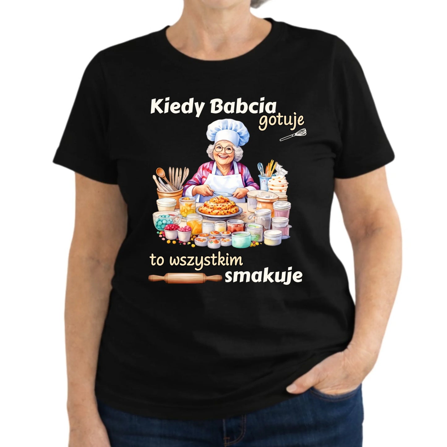 Koszulka dla babci - Kiedy babcia gotuje to wszystkim smakuje B34 - StoryCups.pl