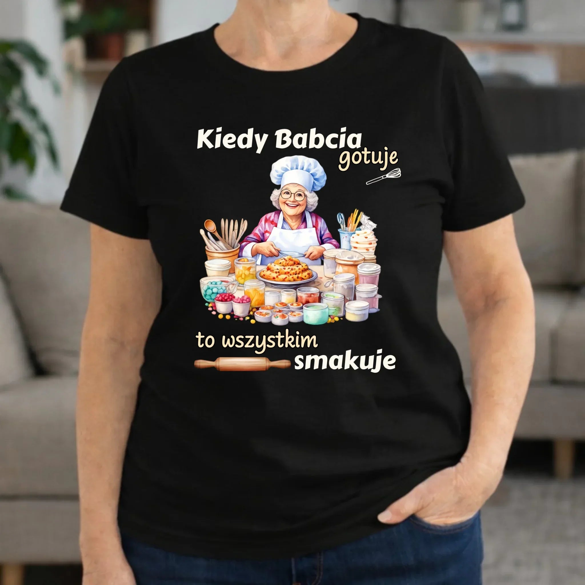 Koszulka dla babci - Kiedy babcia gotuje to wszystkim smakuje B34 - StoryCups.pl