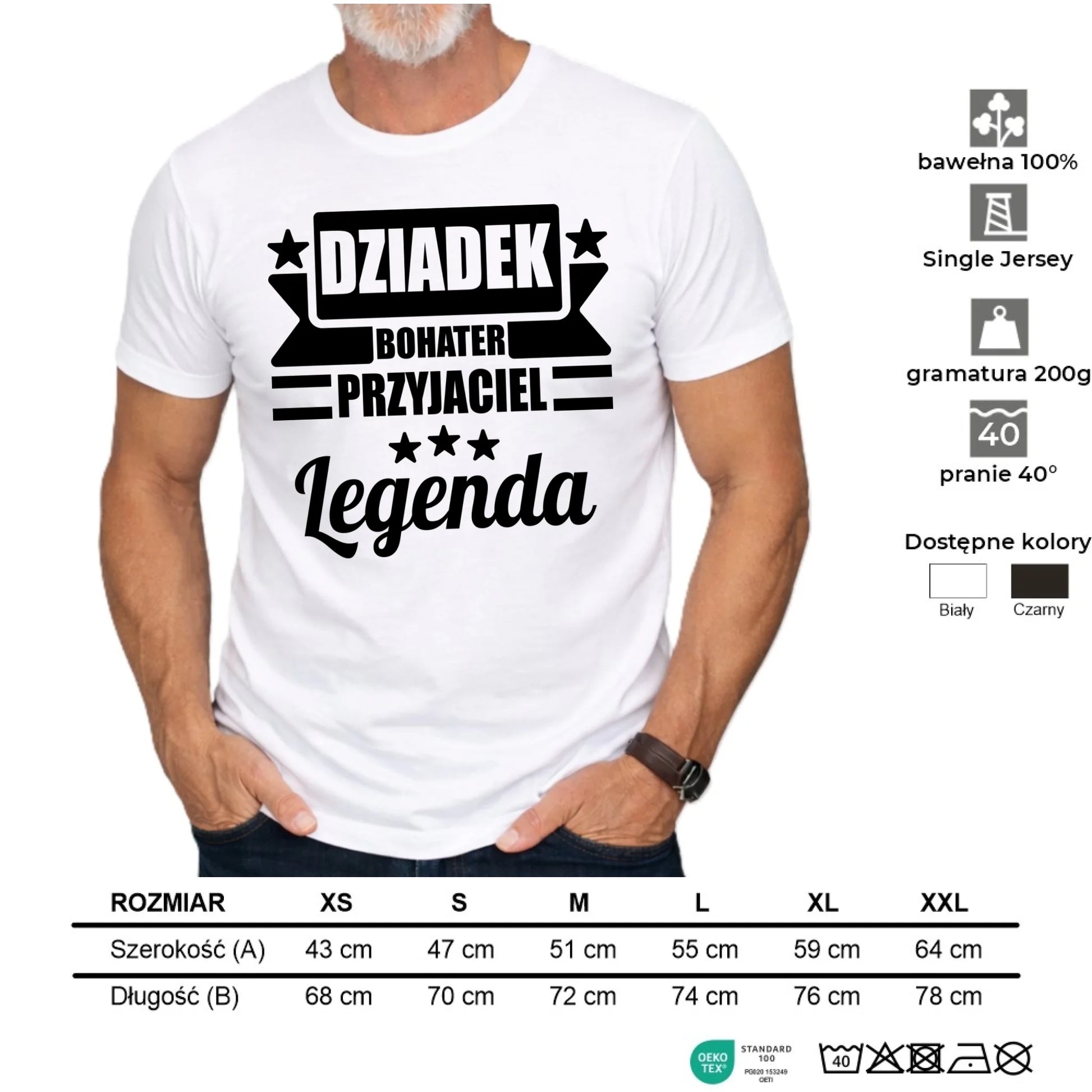 Koszulka dla dziadka - Bohater przyjaciel legenda D20 - StoryCups.pl