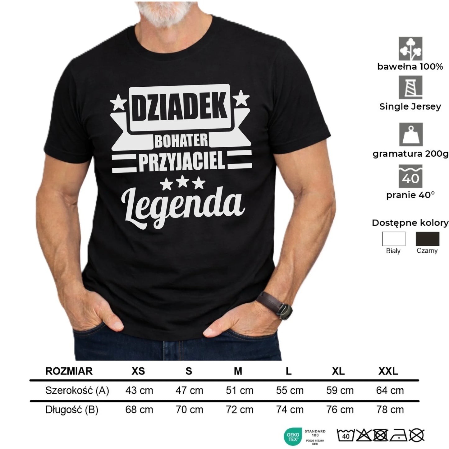 Koszulka dla dziadka - Bohater przyjaciel legenda D20 - StoryCups.pl