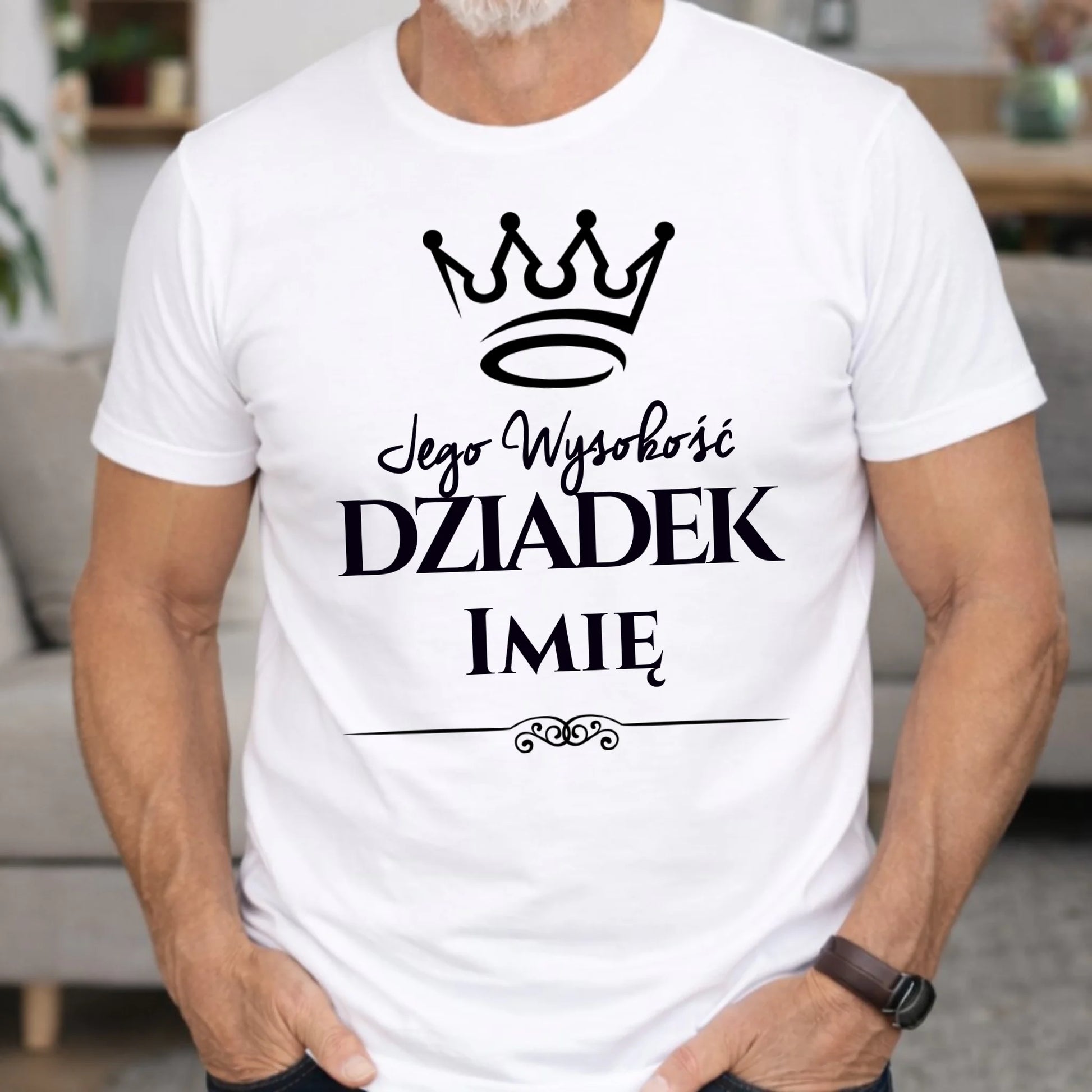 Koszulka dla dziadka - Jego Wysokość dziadek - personalizowana D11 - StoryCups.pl