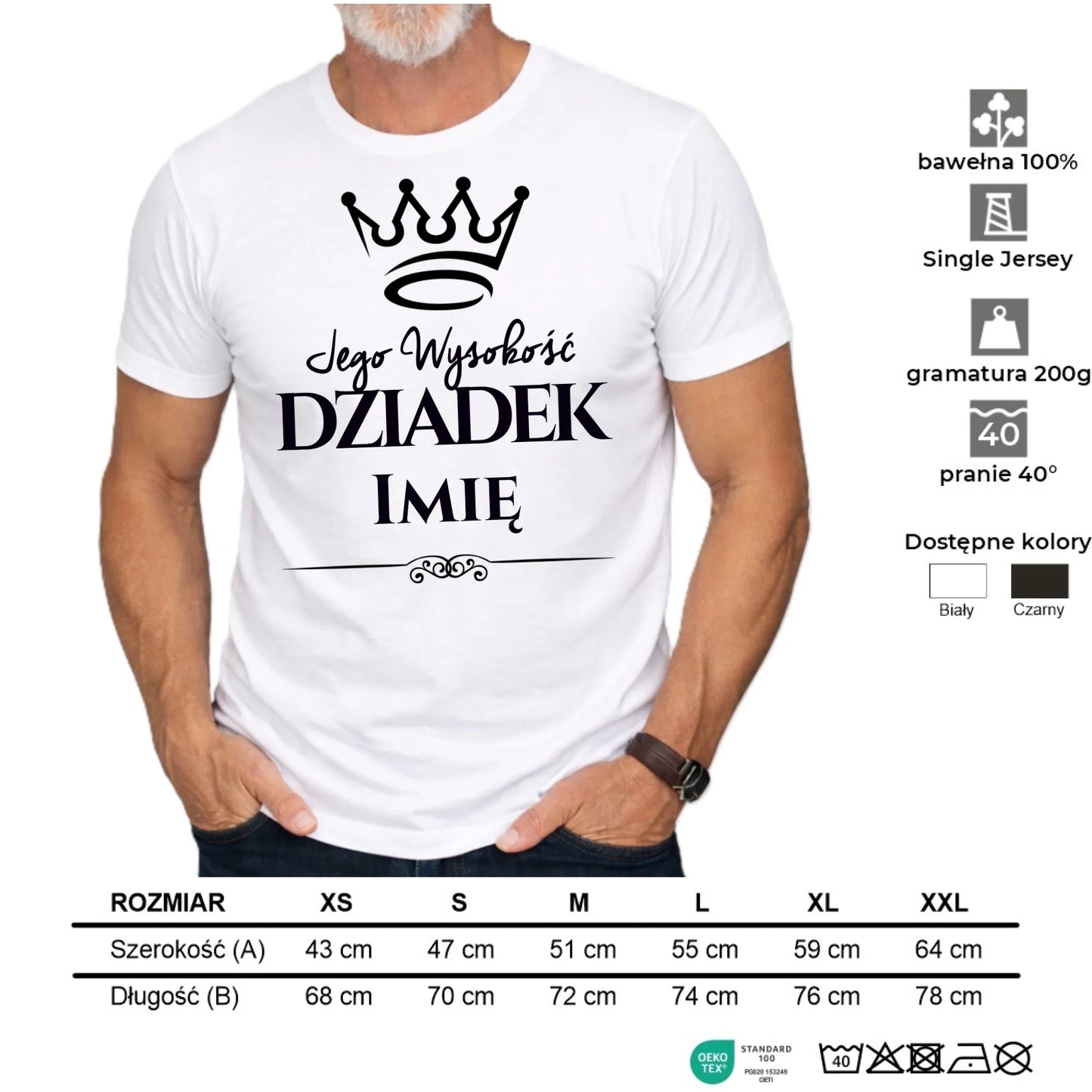 Koszulka dla dziadka - Jego Wysokość dziadek - personalizowana D11 - StoryCups.pl