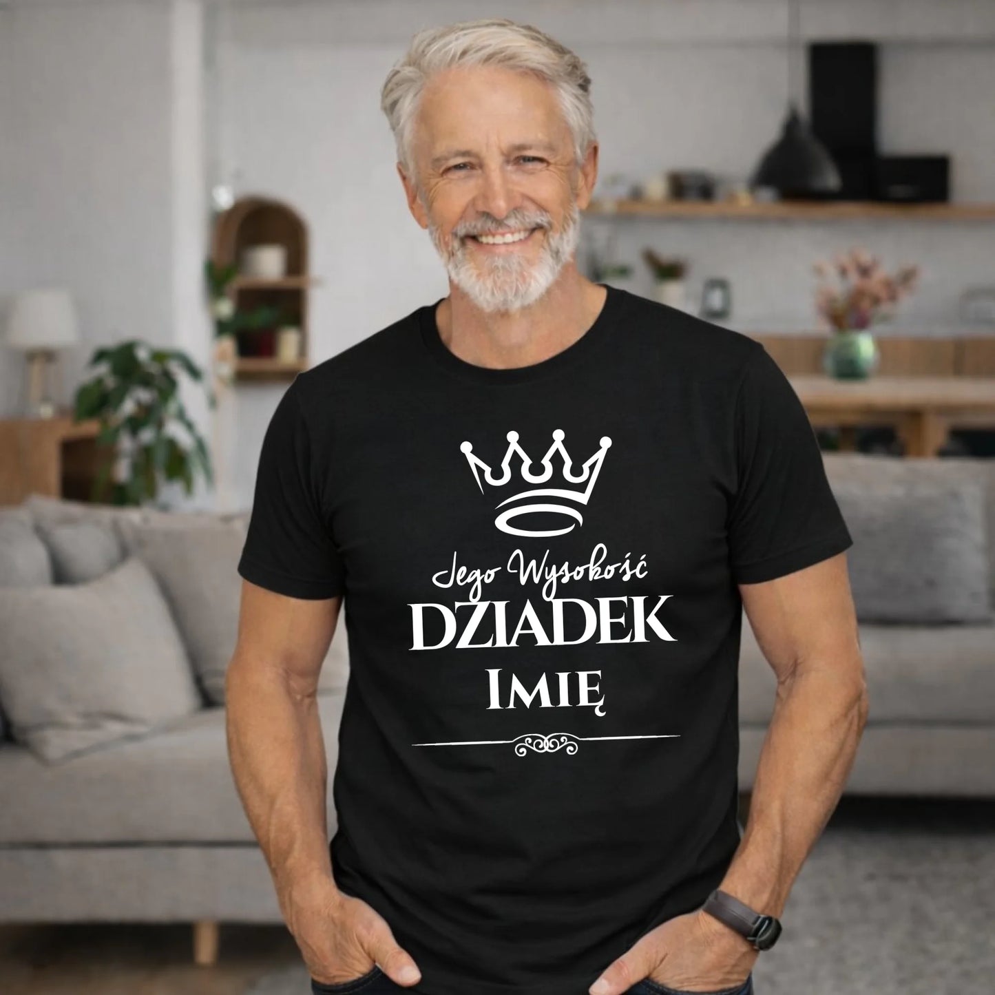 Koszulka dla dziadka - Jego Wysokość dziadek - personalizowana D11 - StoryCups.pl