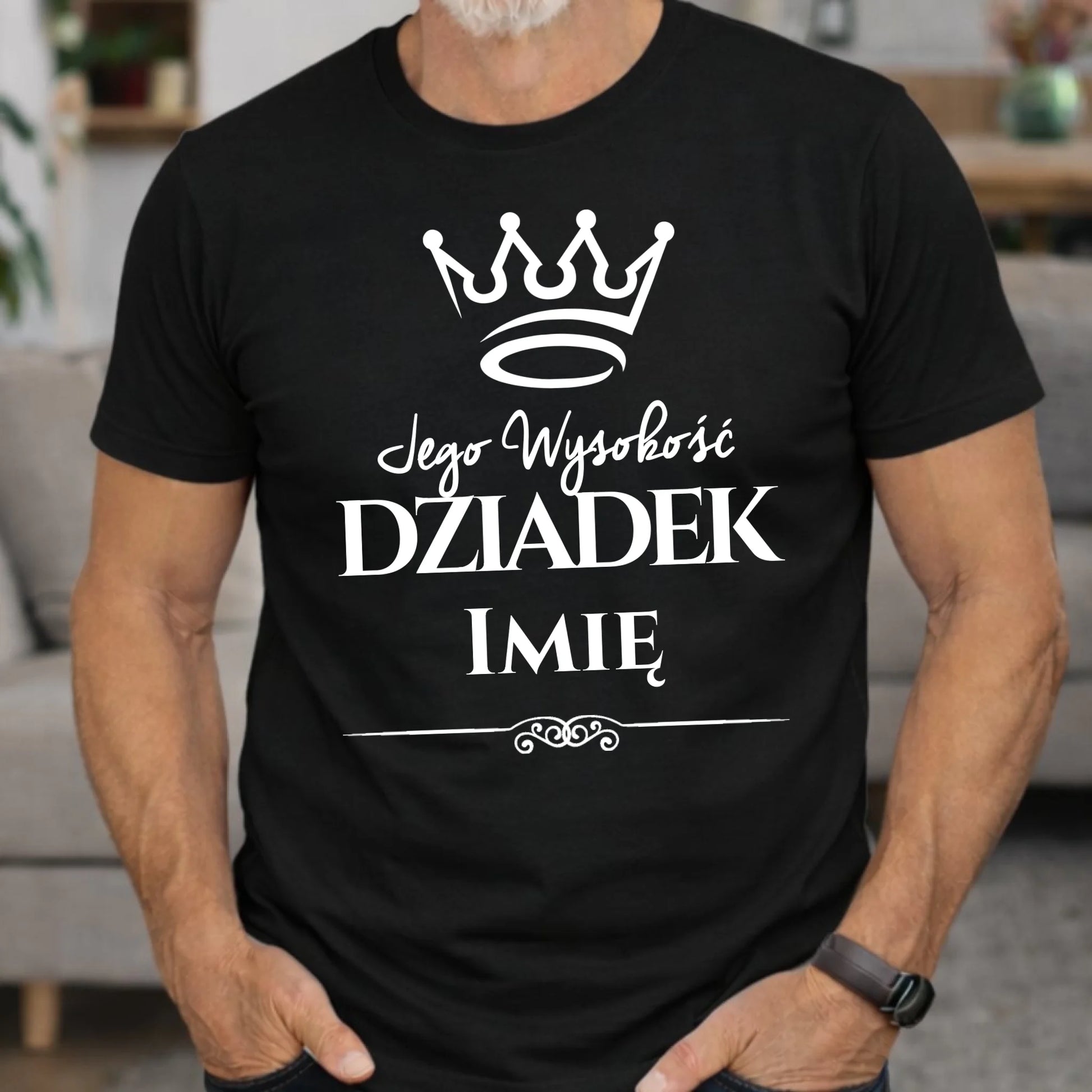 Koszulka dla dziadka - Jego Wysokość dziadek - personalizowana D11 - StoryCups.pl