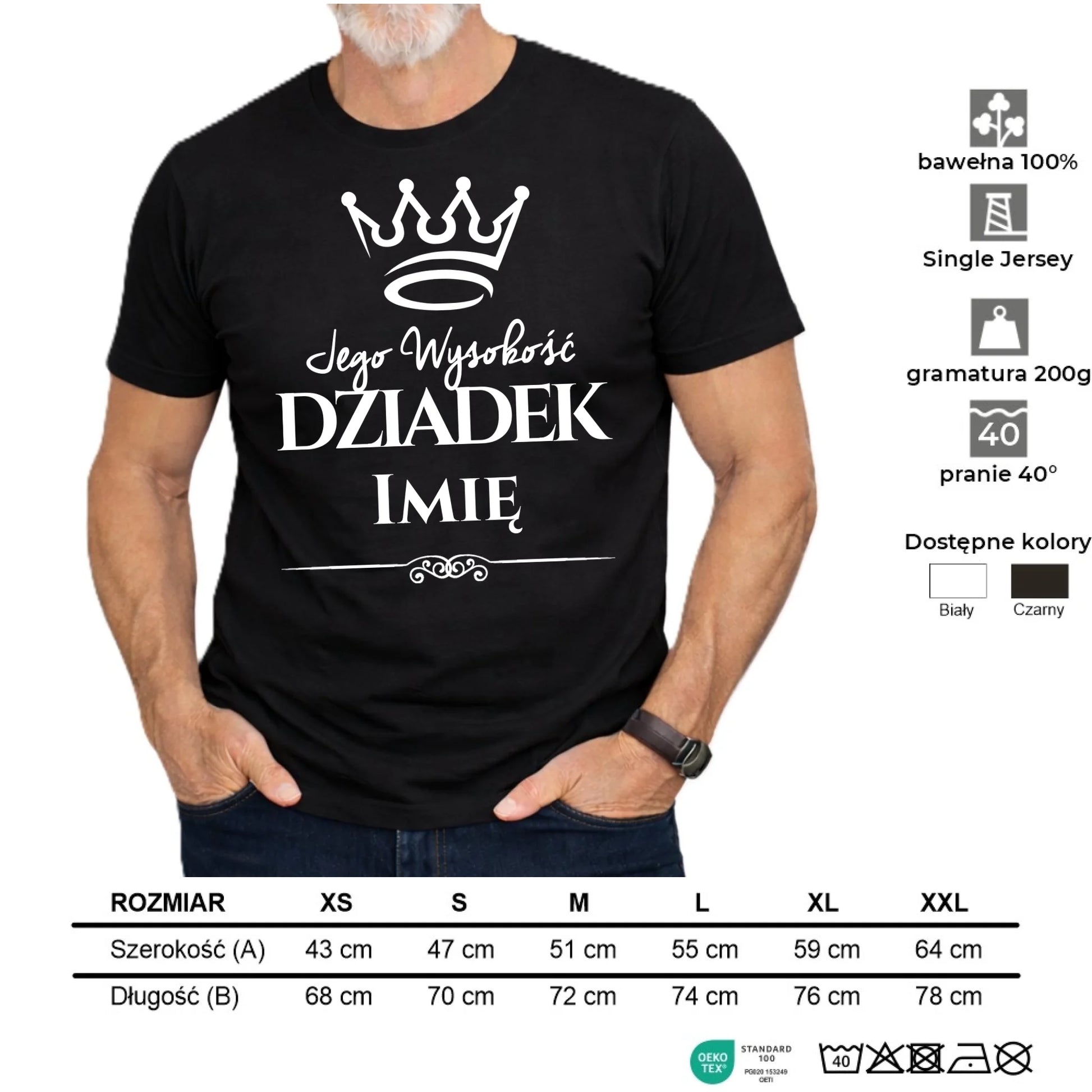 Koszulka dla dziadka - Jego Wysokość dziadek - personalizowana D11 - StoryCups.pl