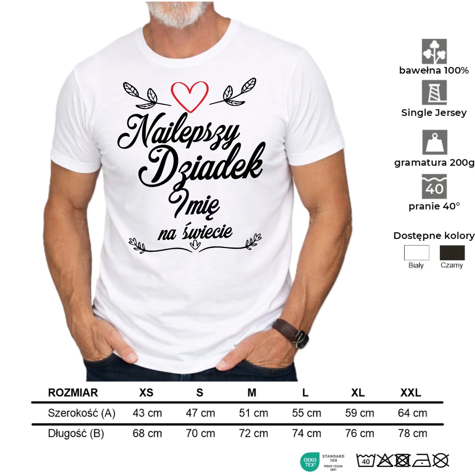 Koszulka dla dziadka - Najlepszy dziadek na Świecie - personalizowana D12 - StoryCups.pl