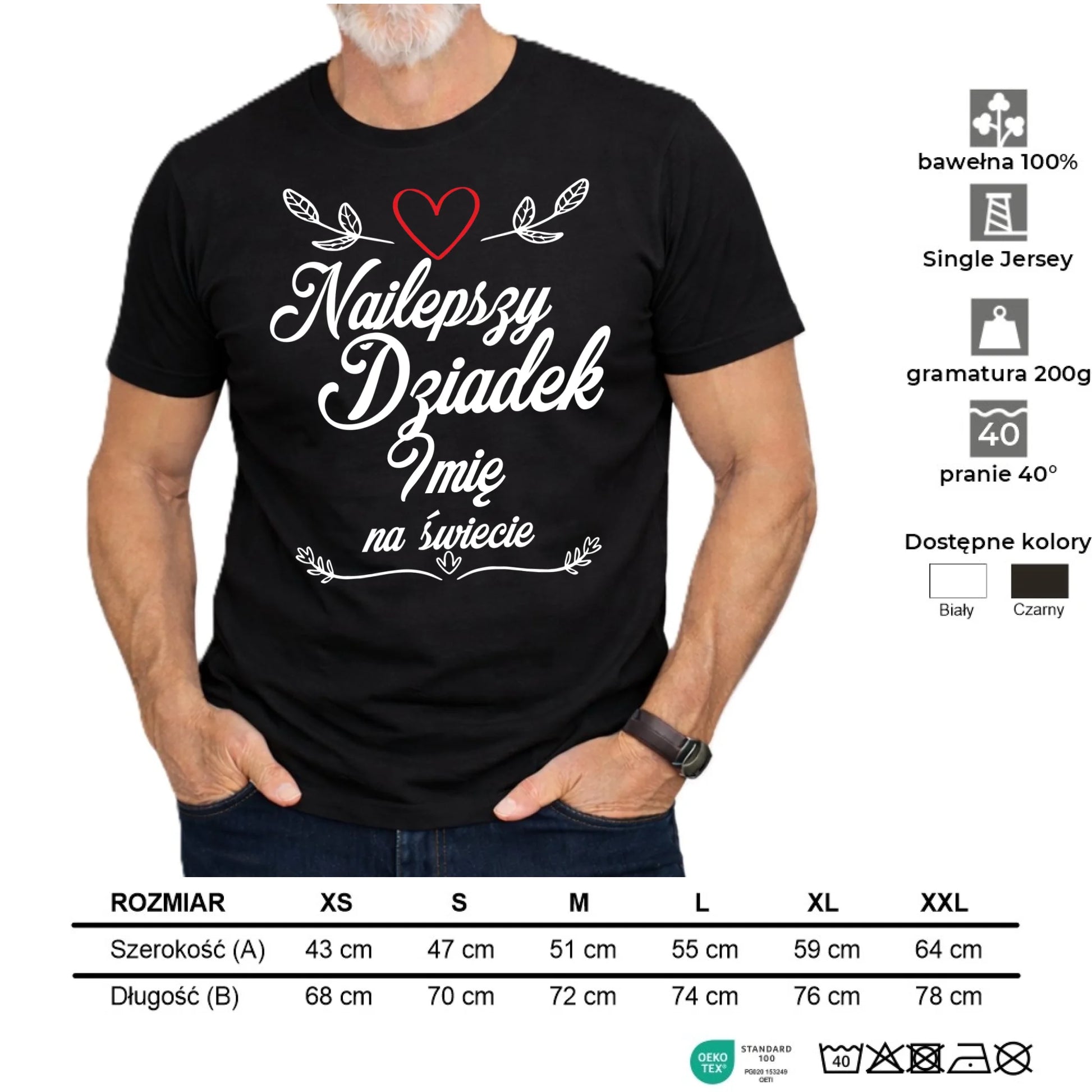 Koszulka dla dziadka - Najlepszy dziadek na Świecie - personalizowana D12 - StoryCups.pl