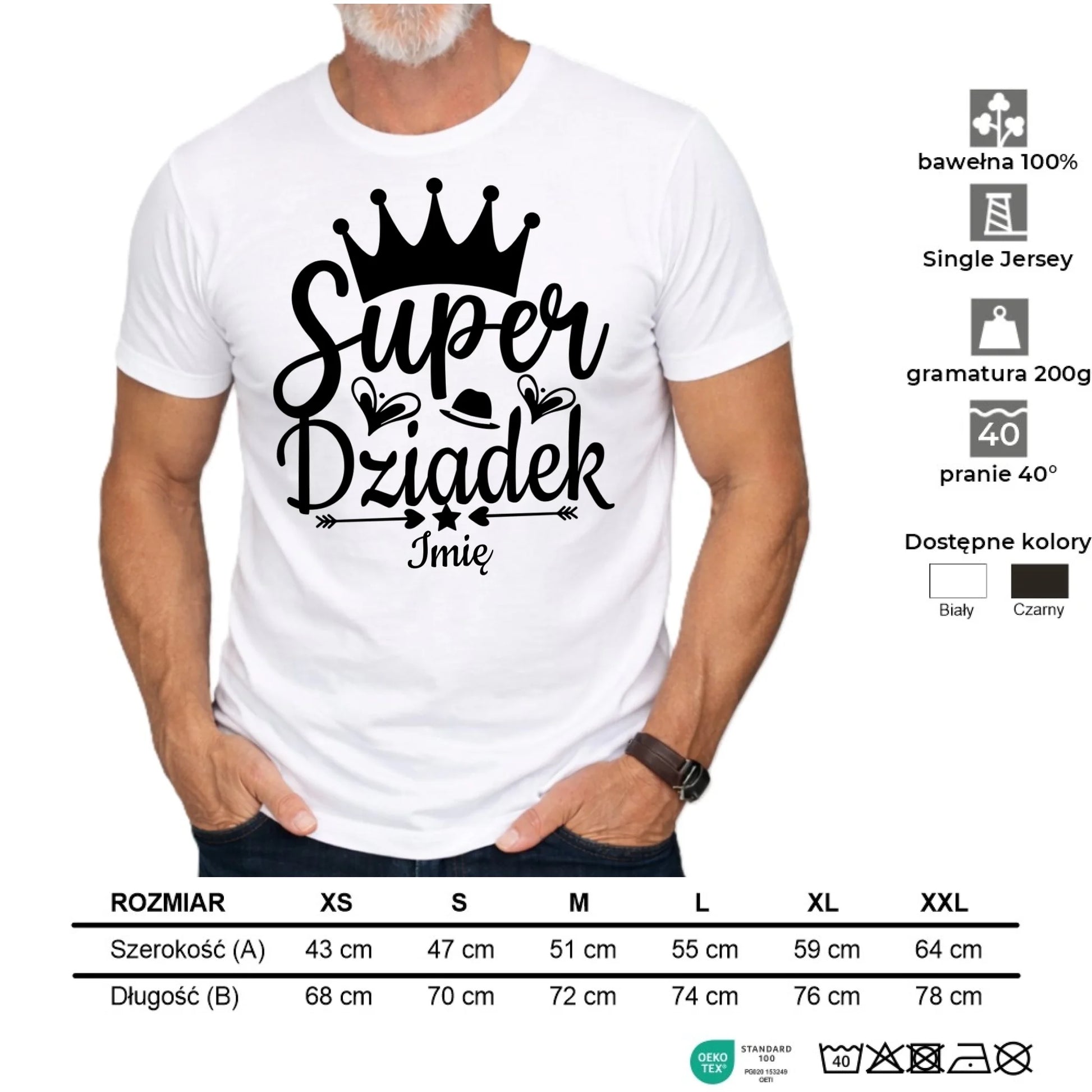 Koszulka dla dziadka - Super Dziadek - personalizowana D03 - StoryCups.pl