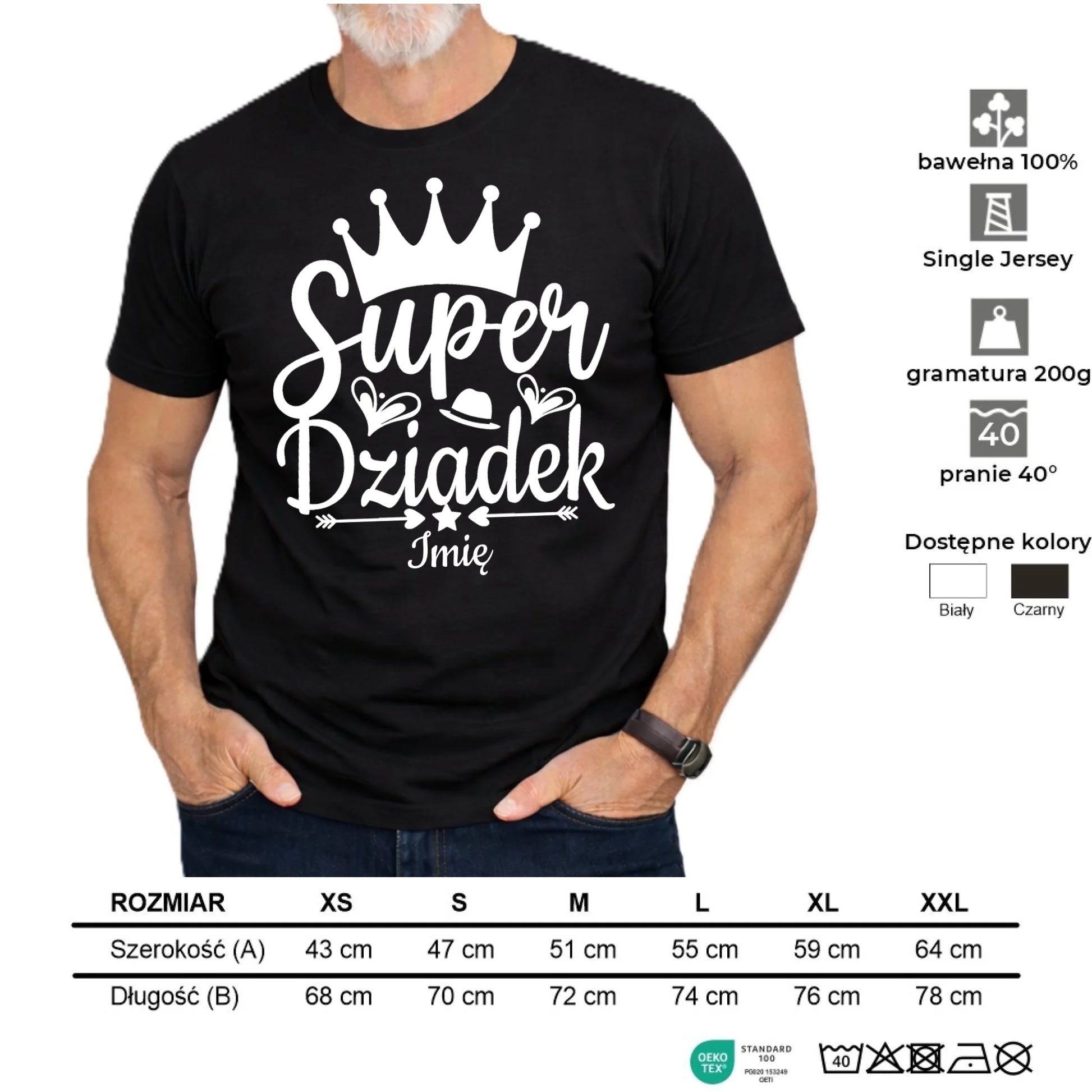 Koszulka dla dziadka - Super Dziadek - personalizowana D03 - StoryCups.pl
