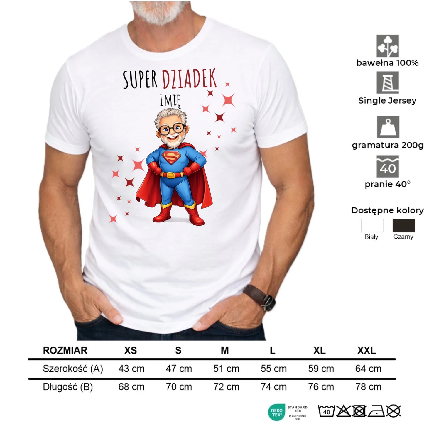 Koszulka dla dziadka - Super Dziadek - personalizowana D02 - StoryCups.pl