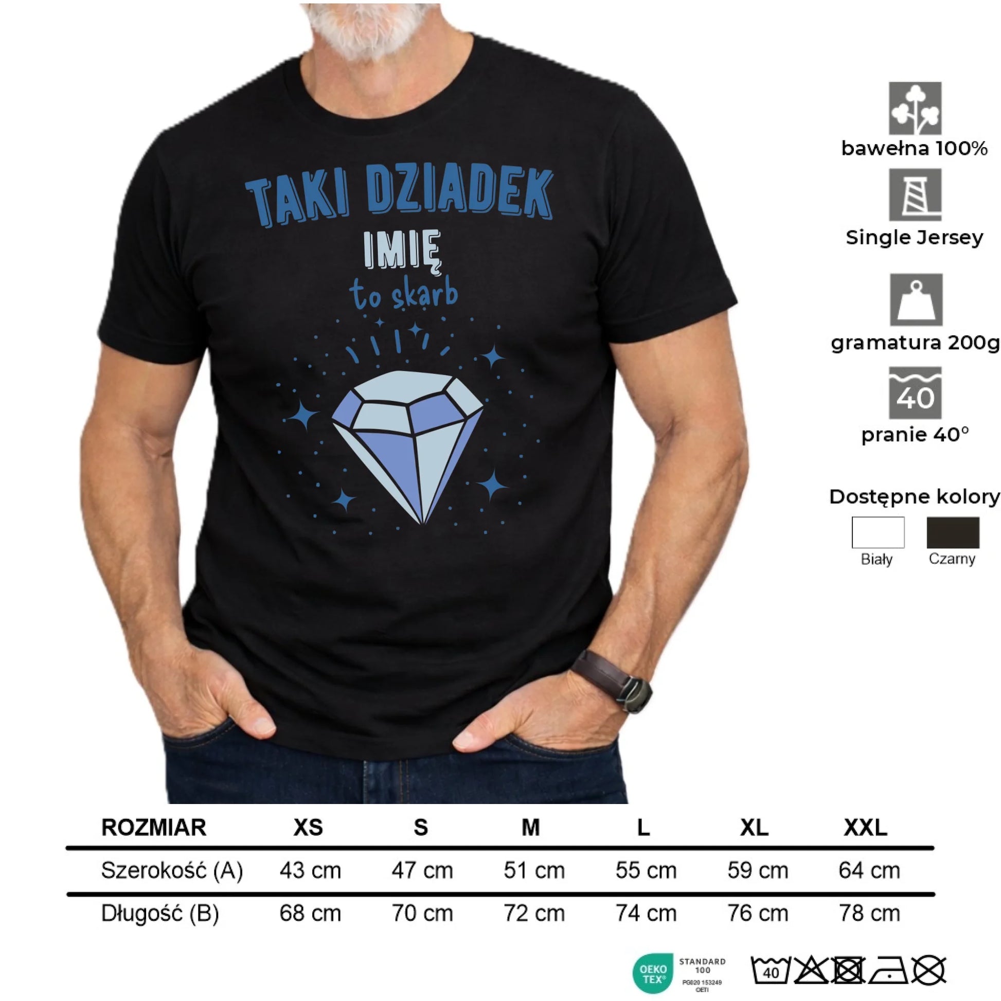 Koszulka dla dziadka - Taki Dziadek to skarb - personalizowana D06 - StoryCups.pl