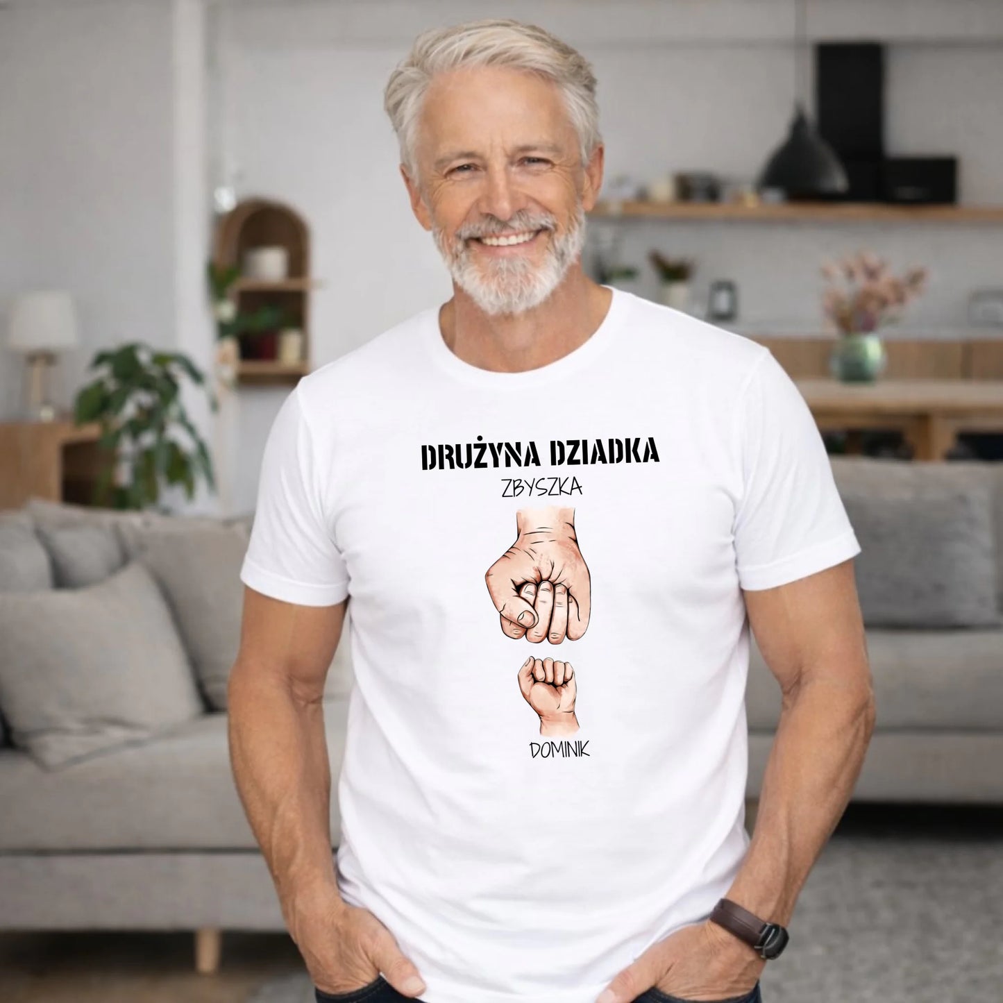 Koszulka dla dziadka - Drużyna dziadka 1-6 imion wnuków - personalizowana D07 - StoryCups.pl