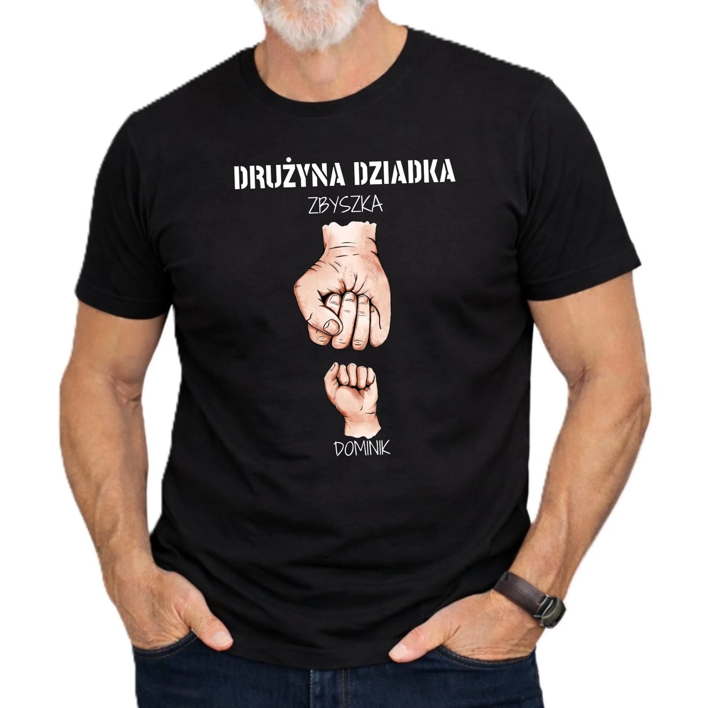 Koszulka dla dziadka - Drużyna dziadka 1-6 imion wnuków - personalizowana D07 - StoryCups.pl