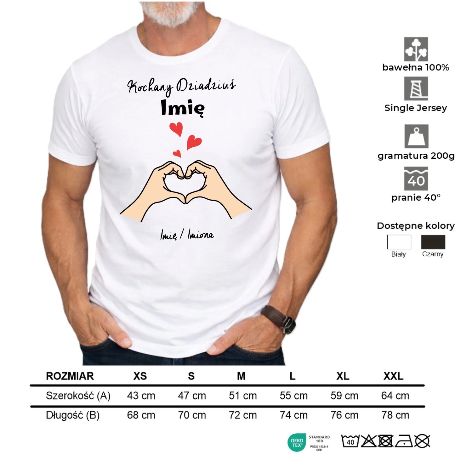 Koszulka dla dziadka - Kochany Dziadek podpis - personalizowana D13 - StoryCups.pl