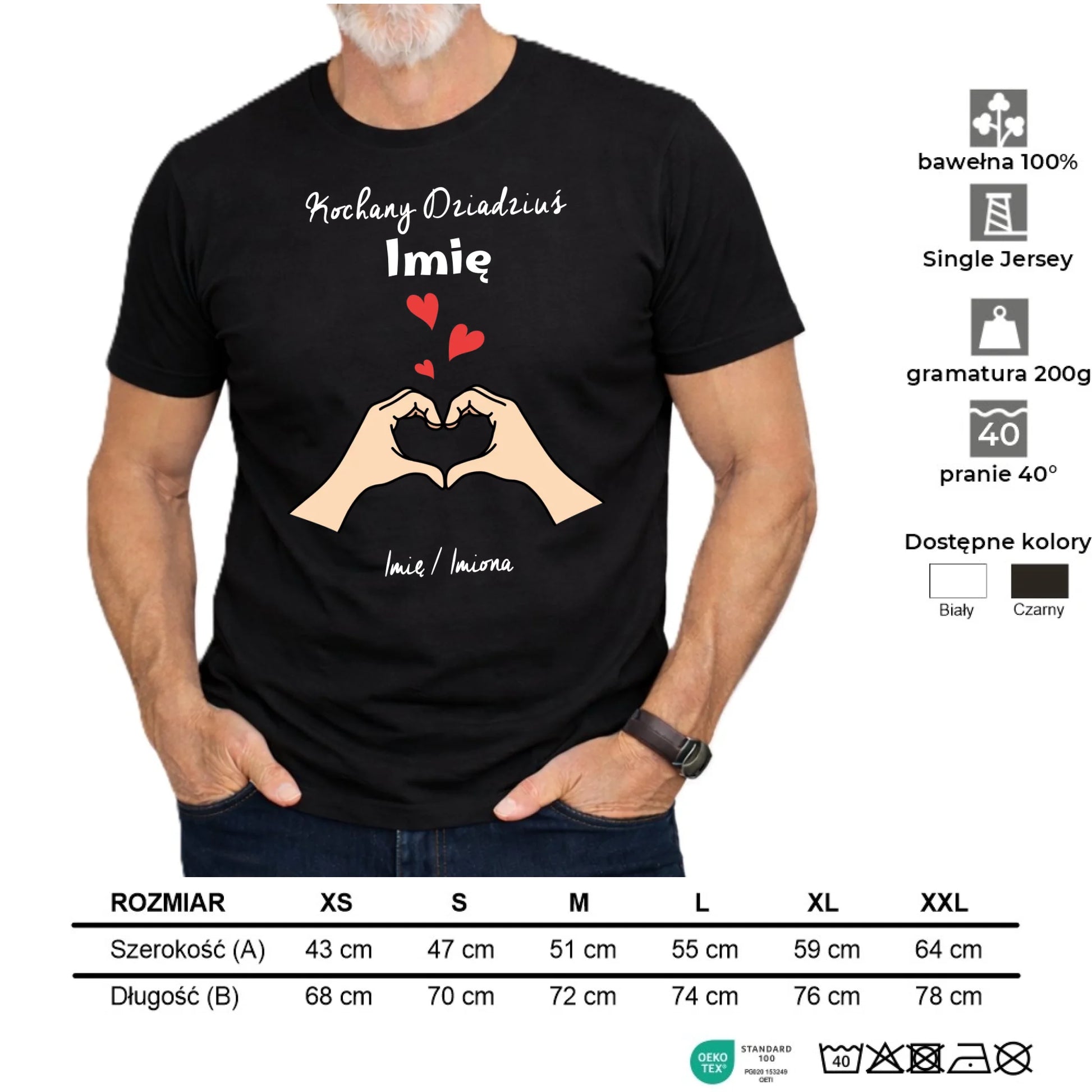 Koszulka dla dziadka - Kochany Dziadek podpis - personalizowana D13 - StoryCups.pl