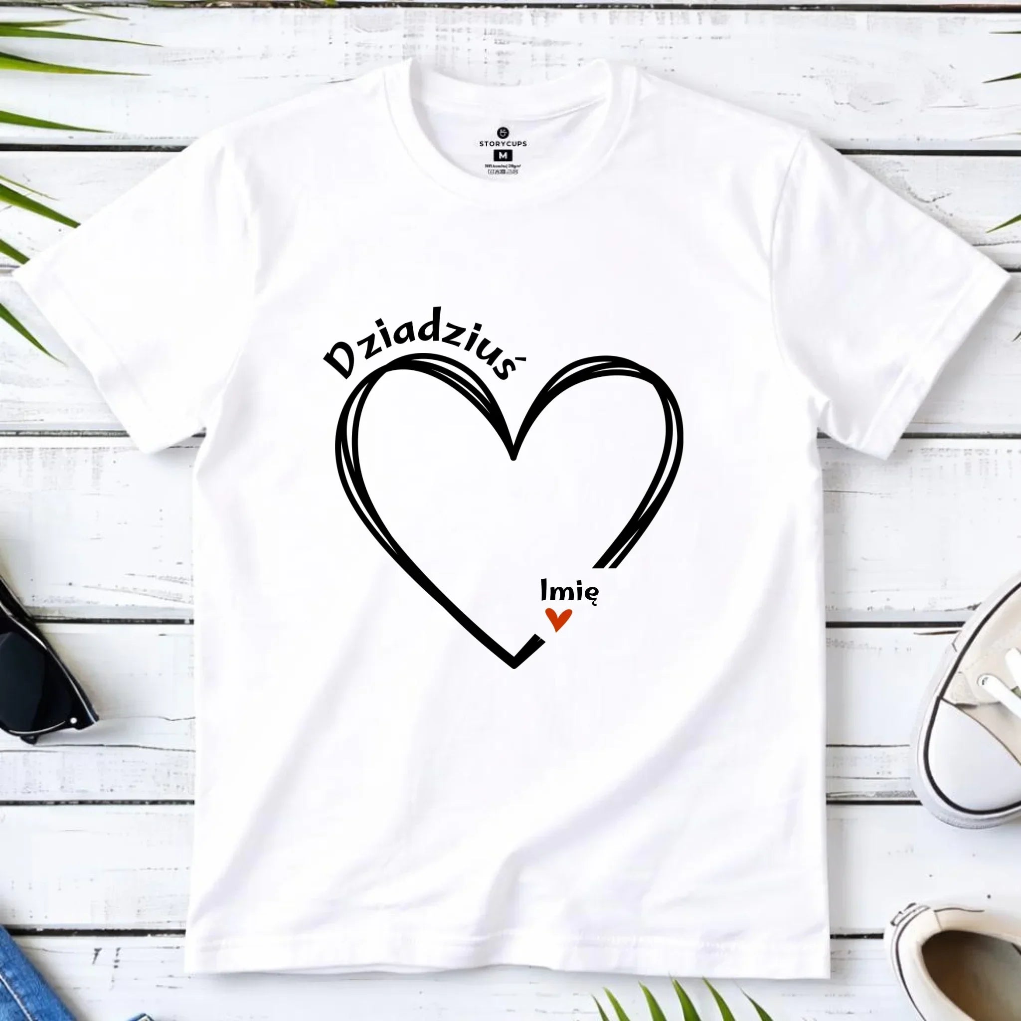 Koszulka dla dziadka - Serce z imionami wnuków 1-7 - personalizowana D26 - StoryCups.pl