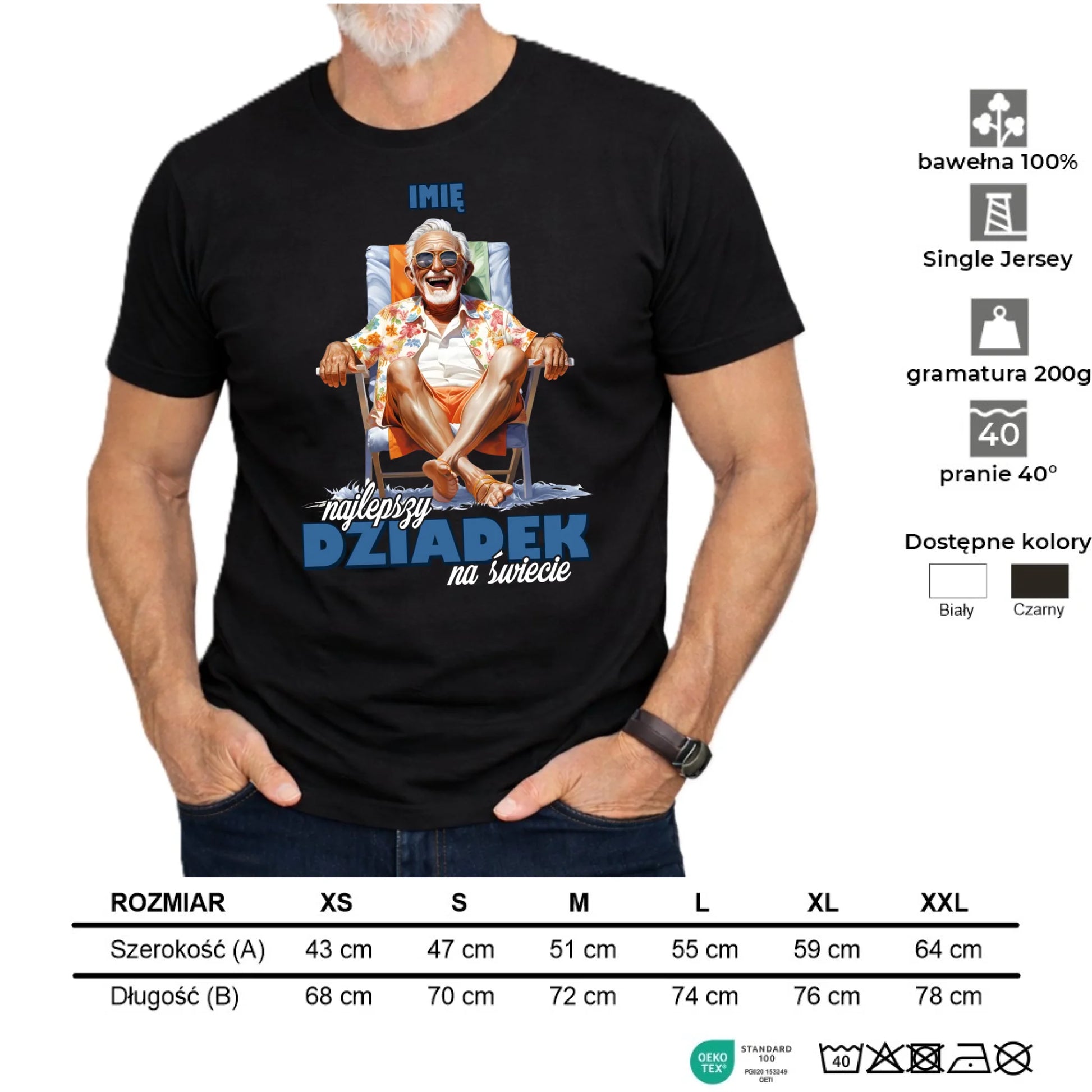 Koszulka dla dziadka - Najlepszy Dziadek na świecie - personalizowana D14 - StoryCups.pl