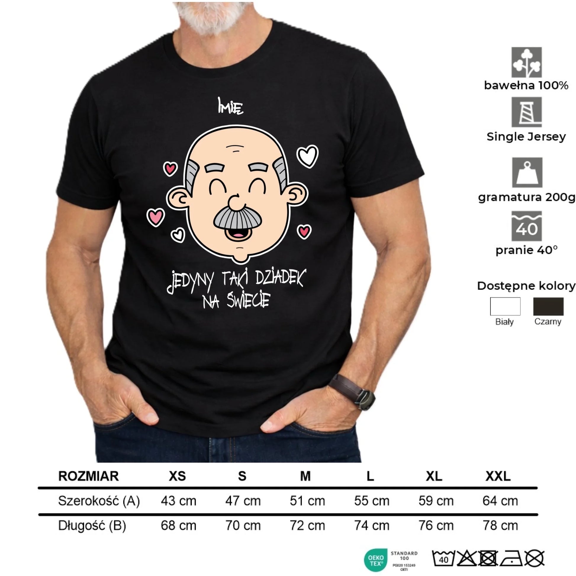 Koszulka dla dziadka - Jedyny taki dziadek na świecie - personalizowana D15 - StoryCups.pl