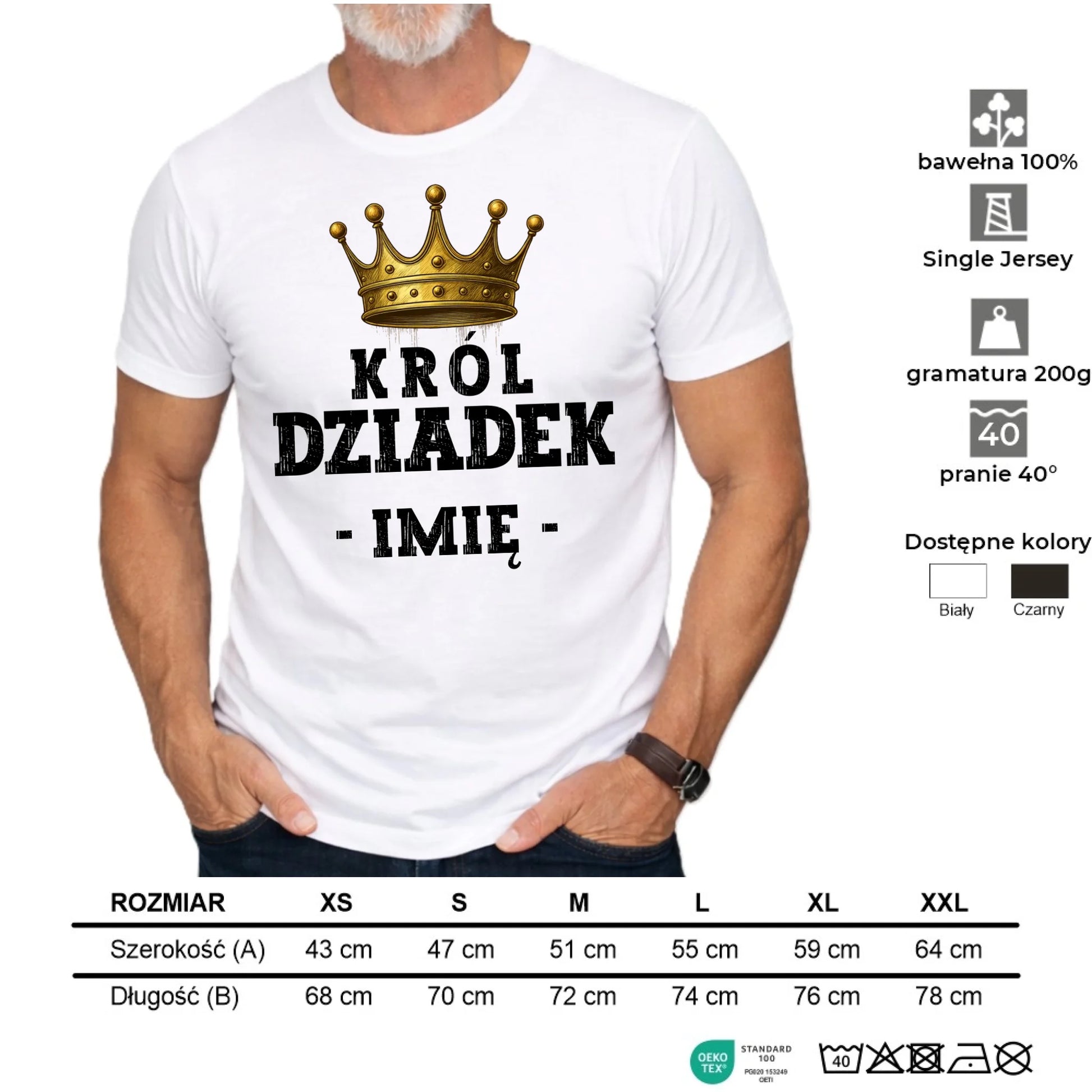 Koszulka dla dziadka - Król Dziadek - personalizowana D17 - StoryCups.pl