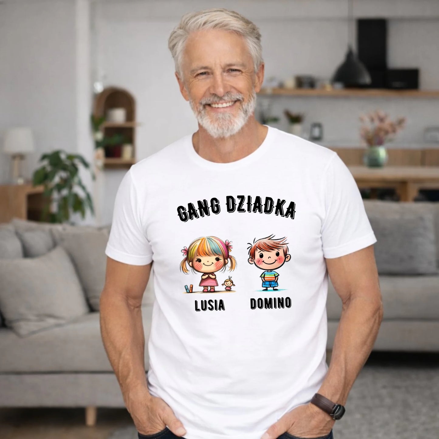 Koszulka dla dziadka - Gang Dziadka imiona wnuków 2-6 - personalizowana D18 - StoryCups.pl