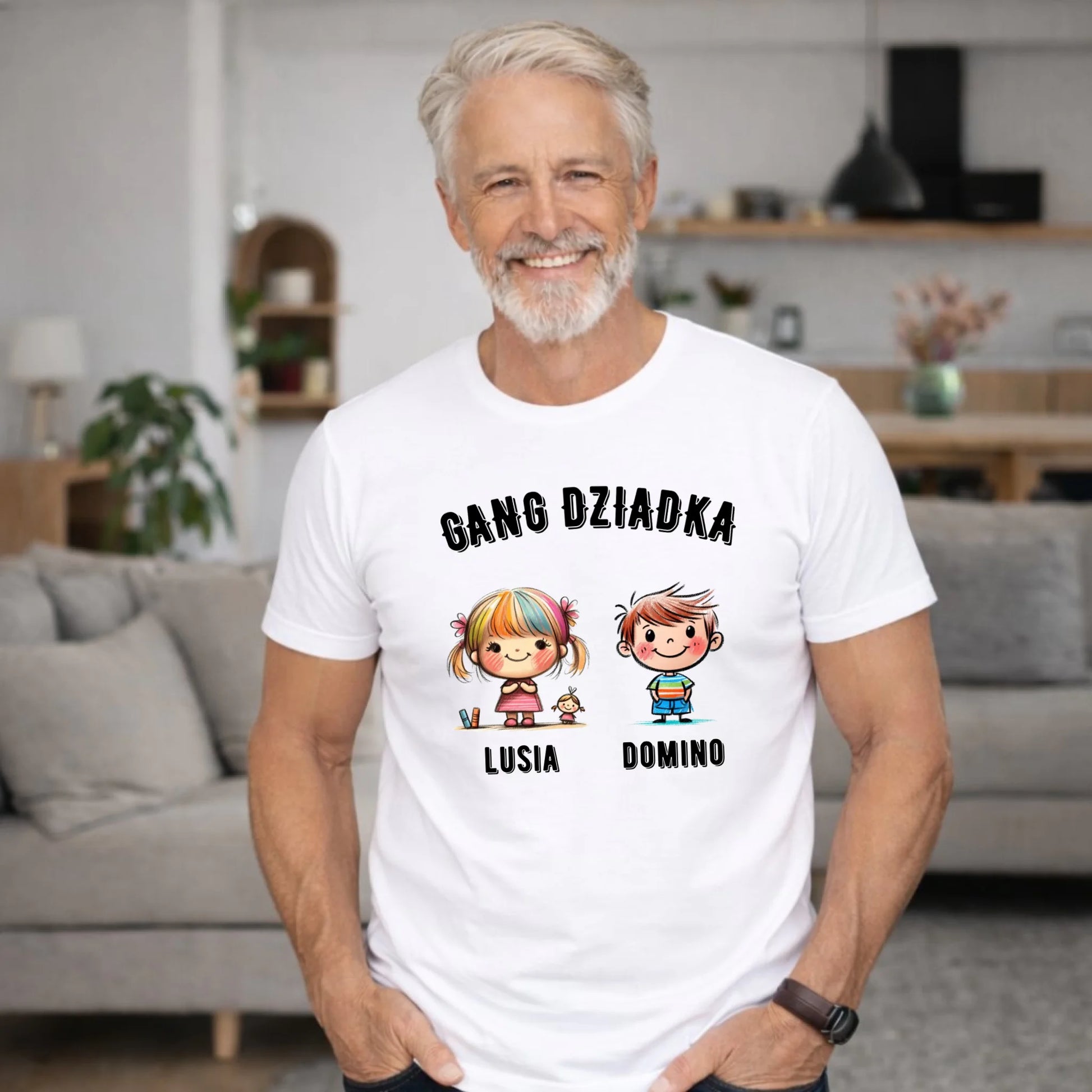 Koszulka dla dziadka - Gang Dziadka imiona wnuków 2-6 - personalizowana D18 - StoryCups.pl